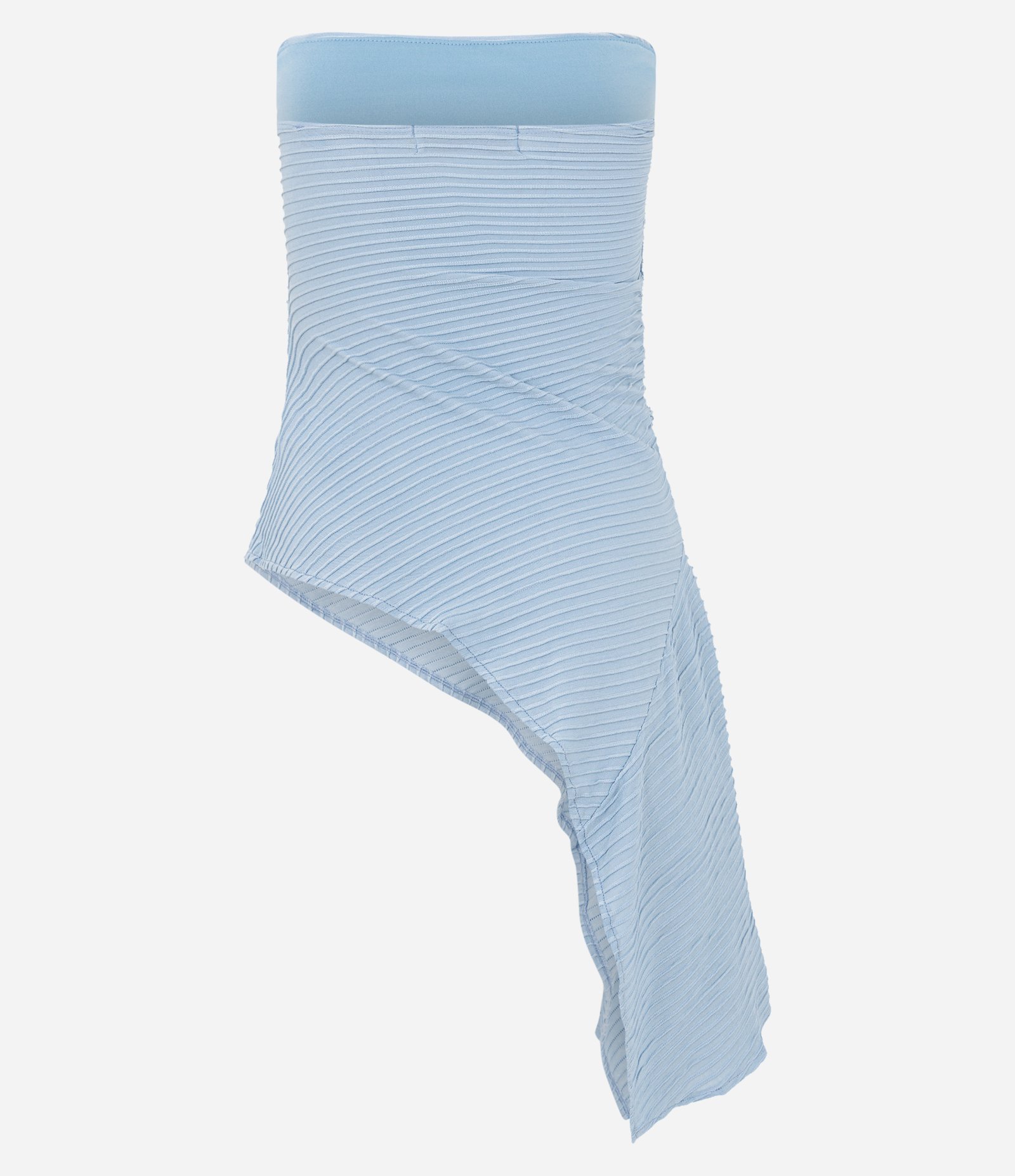 Blusa Tomara que Caia com Barra Assimétrica e Textura Canelada Azul 7