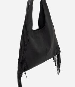 Bolsa Hobo Grande em PU com Franjas
