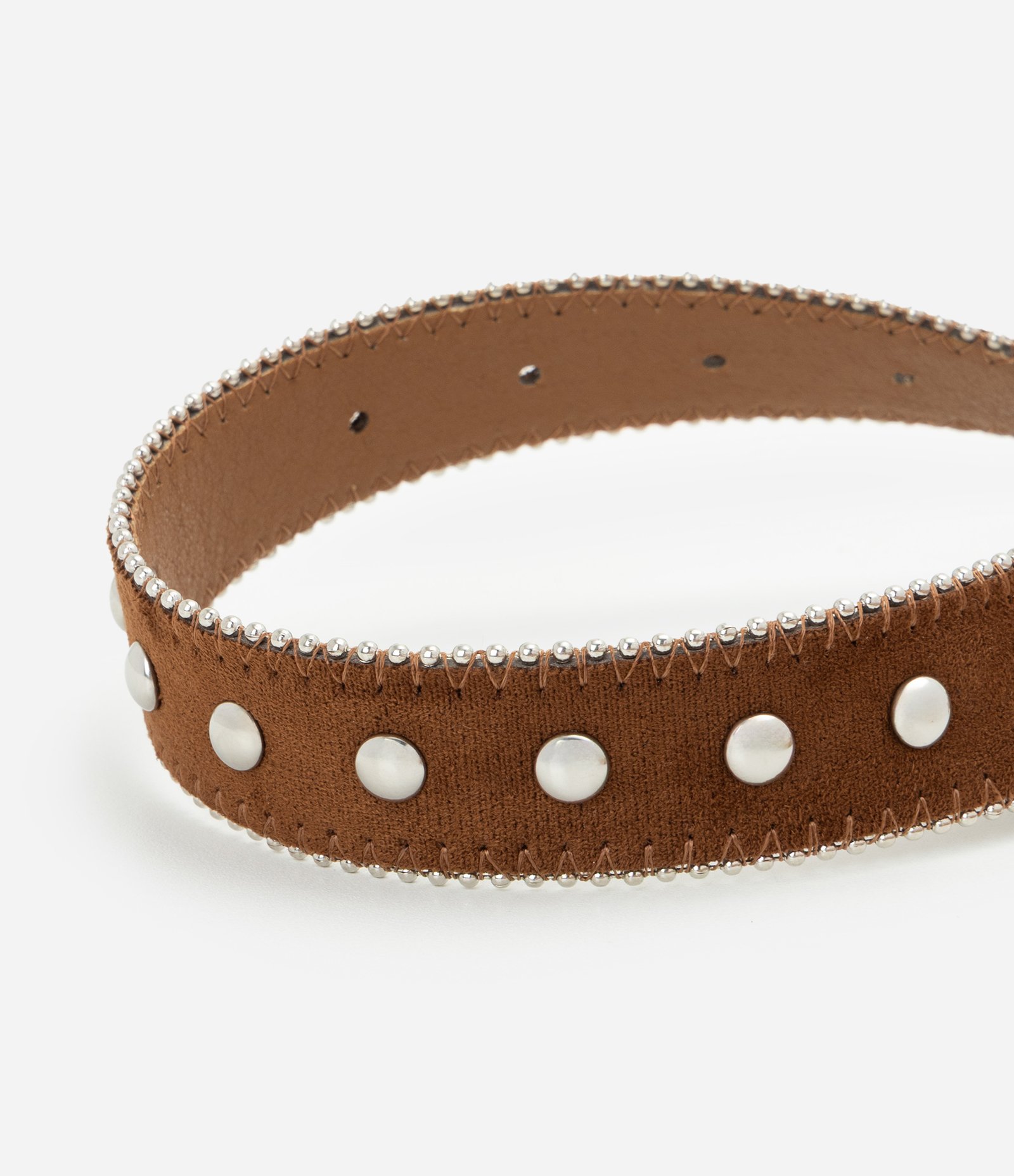 Cinto Médio em Suede com Aplicações Metálicas Marrom 4