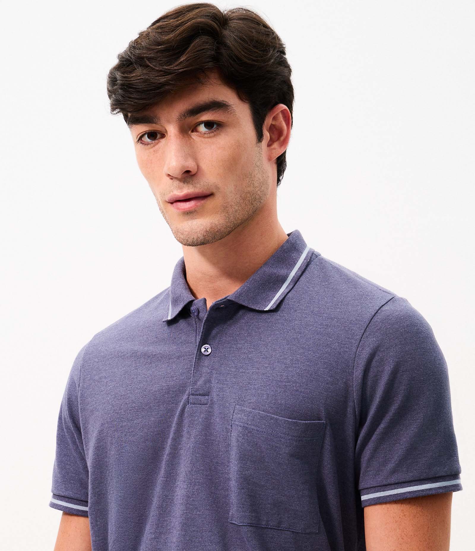 Polo Piquet com Bolso Azul 4