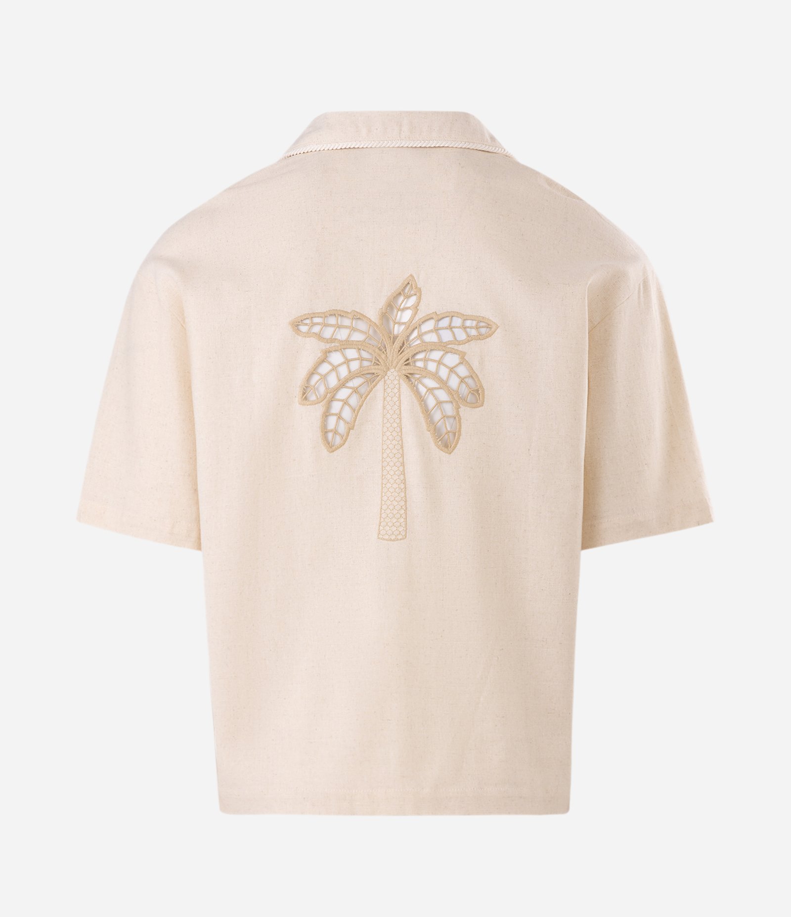 Camisa Boxy em Viscolinho com Bordado de Coqueiro Bege 6