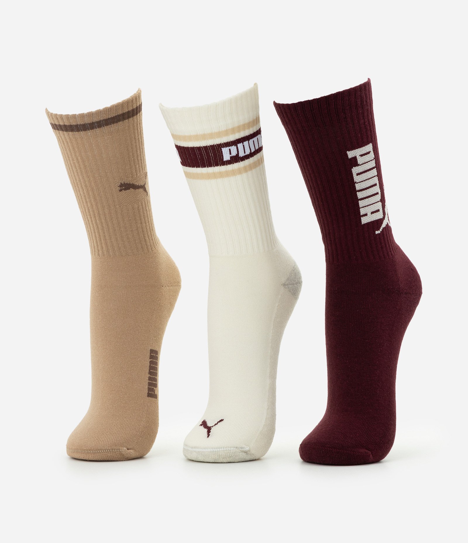 Kit 3 Meias Cano Alto Algodão Puma Marrom 1