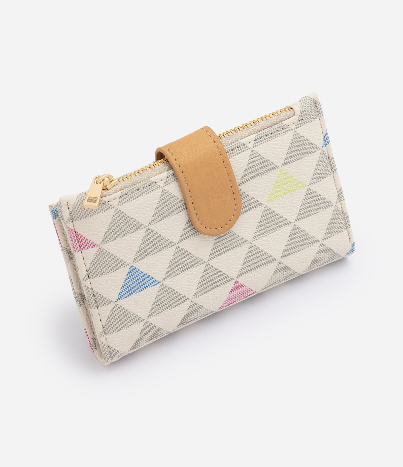 Carteira Pequena em PU com Estampa Geométrica Off White 1