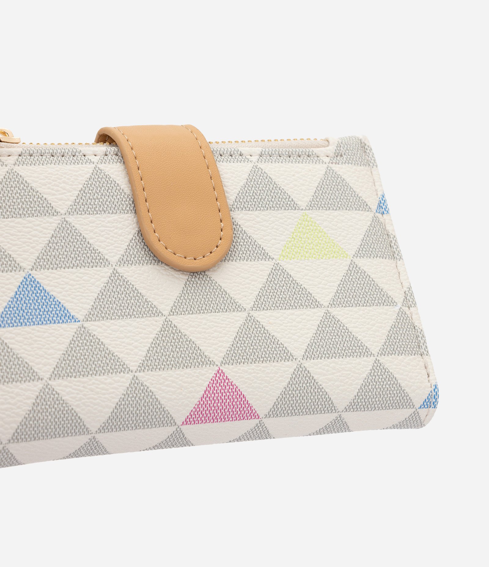 Carteira Pequena em PU com Estampa Geométrica Off White 4
