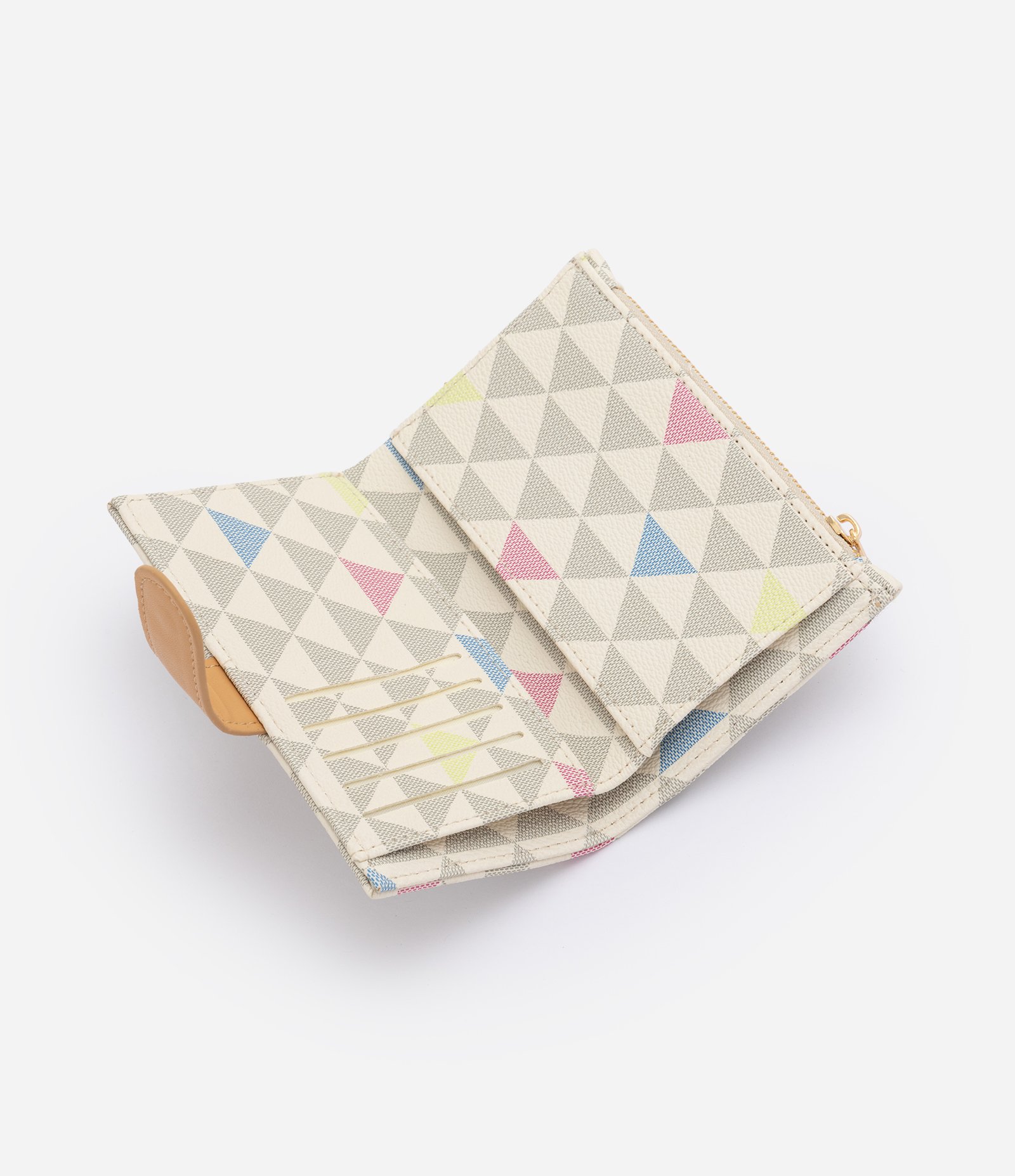Carteira Pequena em PU com Estampa Geométrica Off White 5