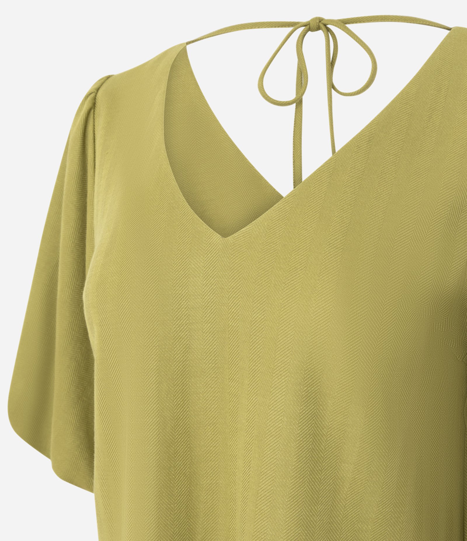 Blusa em Piquet com Decote V e Manga Balonê Verde 6