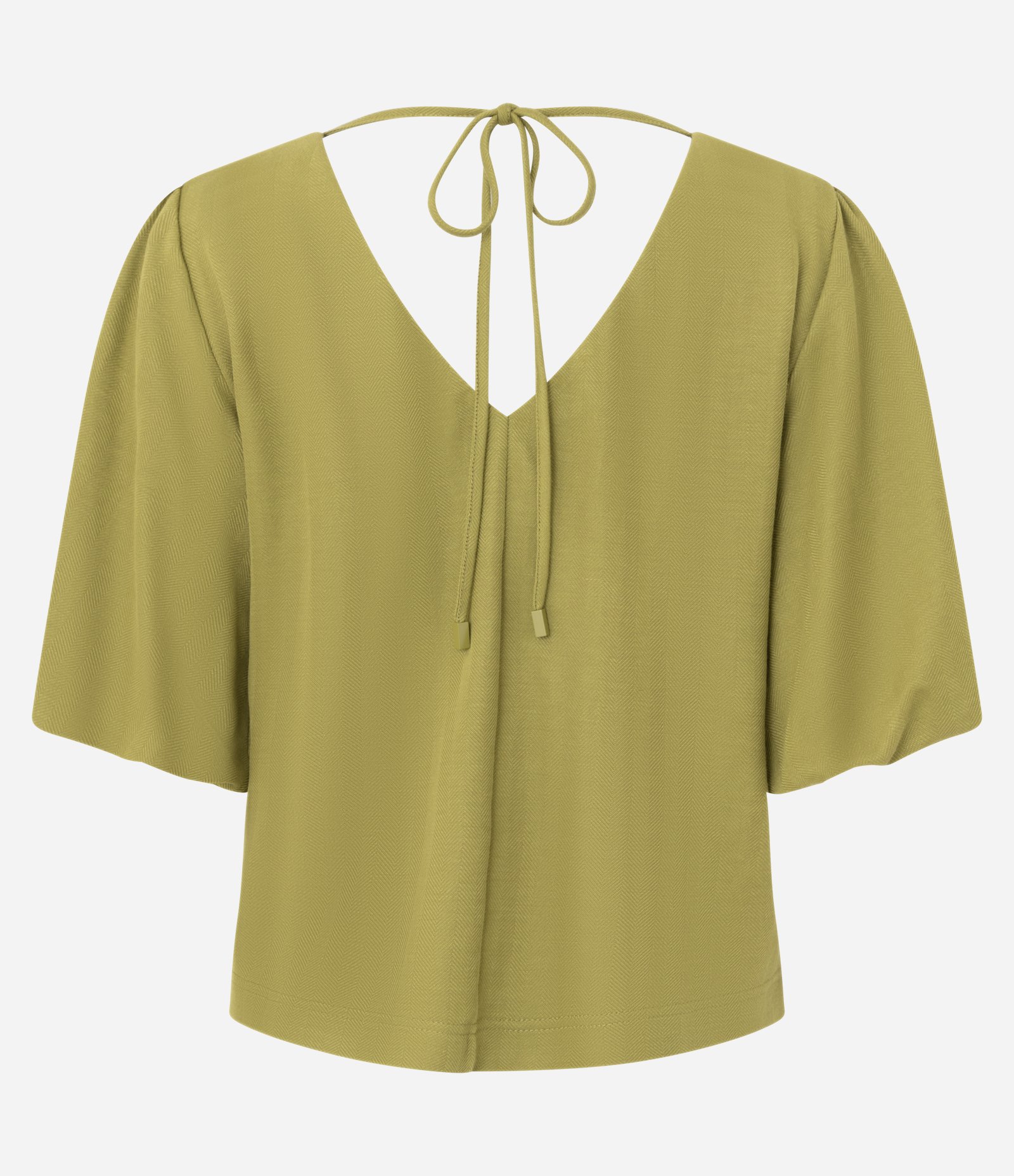 Blusa em Piquet com Decote V e Manga Balonê Verde 7