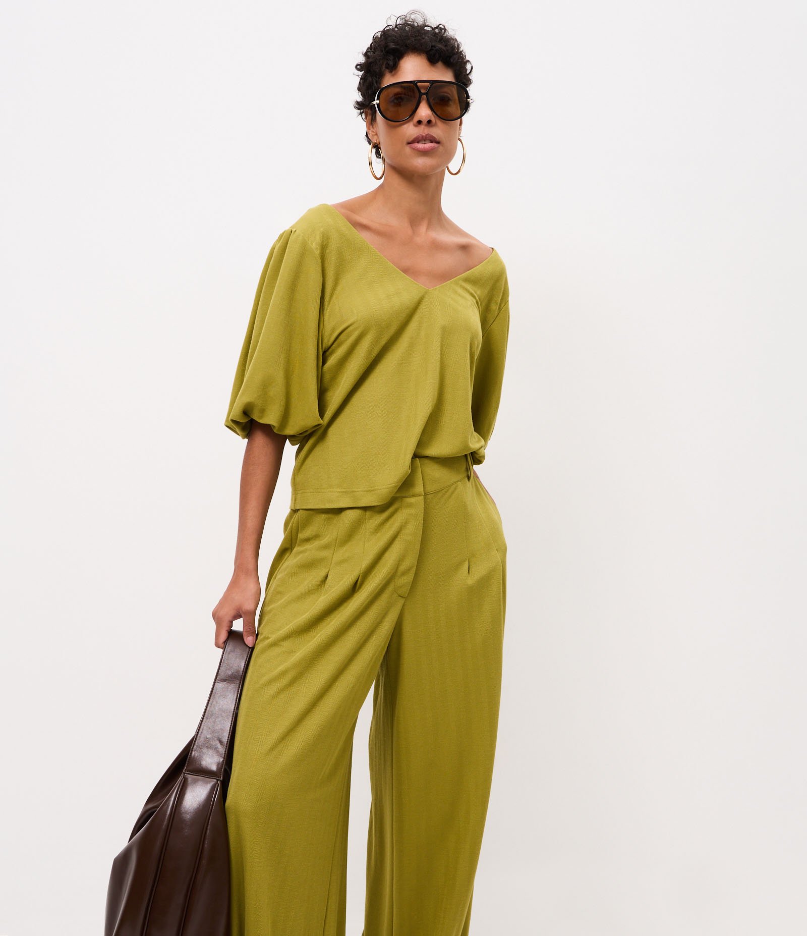 Calça Aladim em Piquet com Cós Estruturado Verde 2