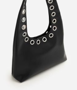 Bolsa Hobo Média em PU com Ilhoses Metálicas