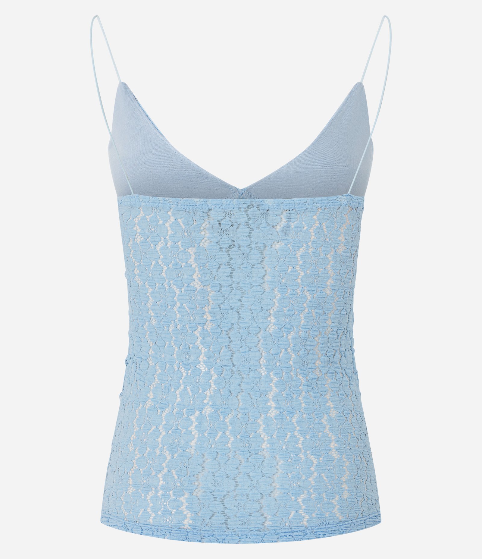 Blusa Alcinha em Renda Texturizada com Decote V Azul 3
