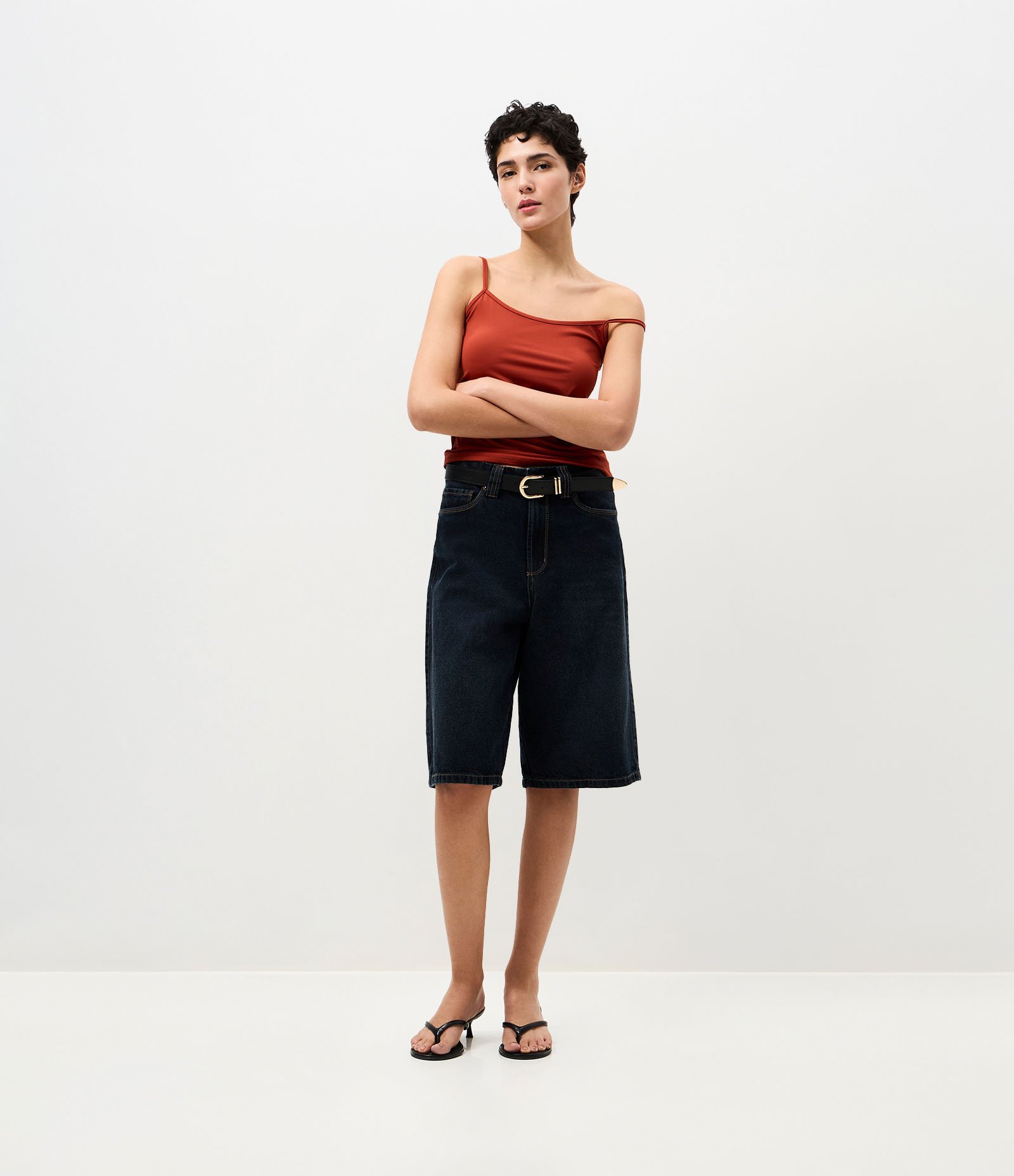 Blusa Básica em Poliamida com Alças Finas Laranja 2