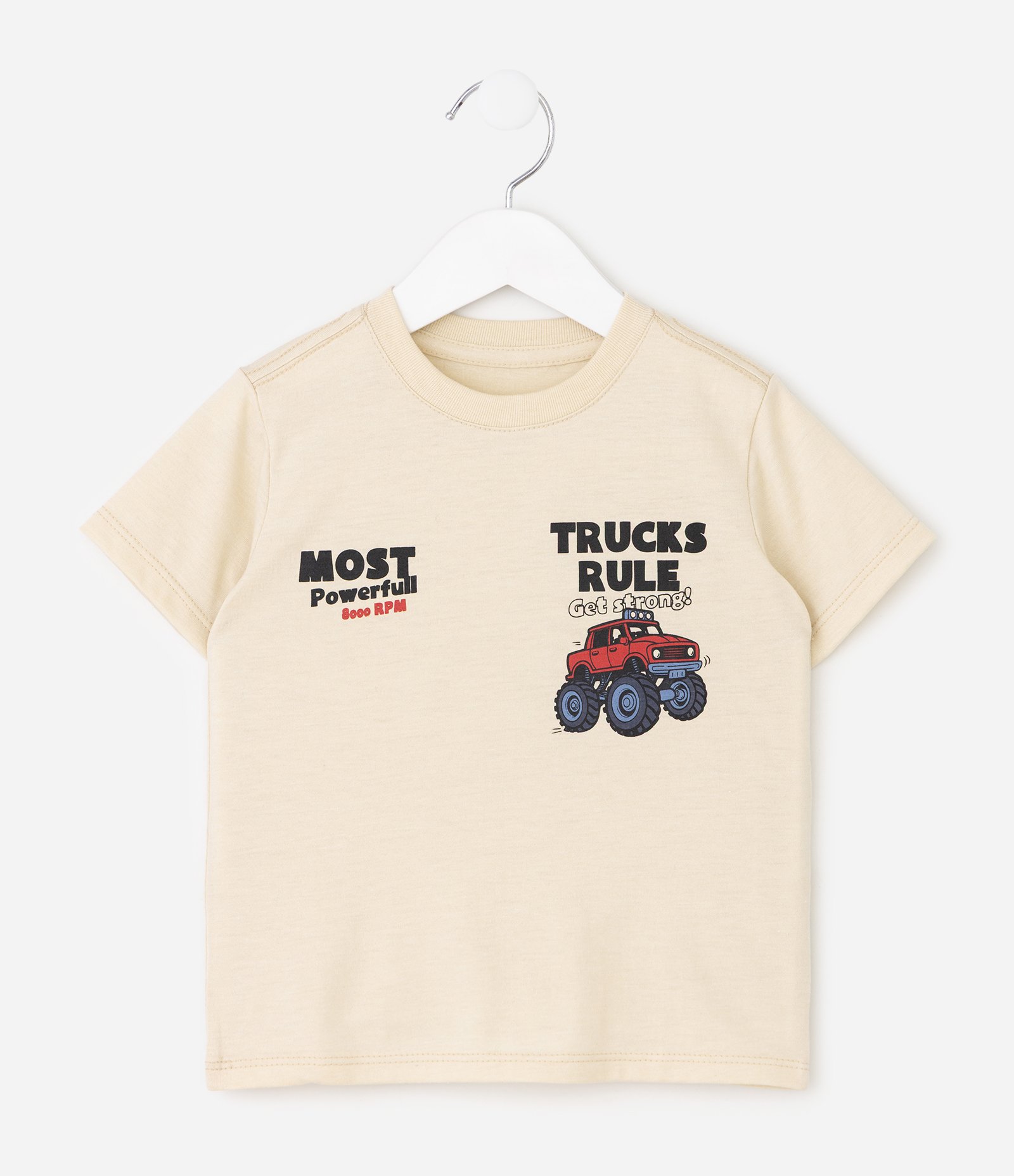 Camiseta Infantil com Estampa Truck Rule – Tam 1 a 6 Anos Bege Claro 2