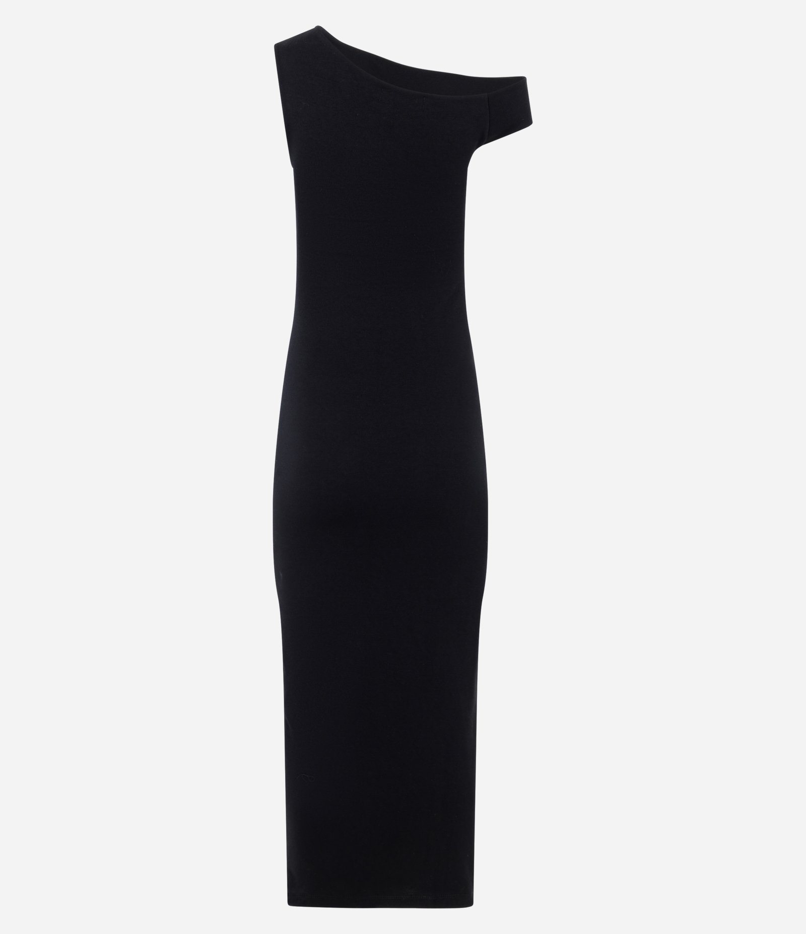 Vestido Midi em Cotton com Decote Ombro a Ombro e Drapeado Preto 6