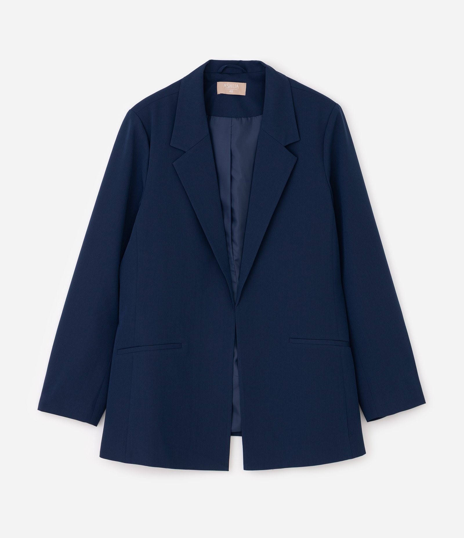 Blazer Alongado em Crepe sem Botão Curve & Plus Size Azul 5