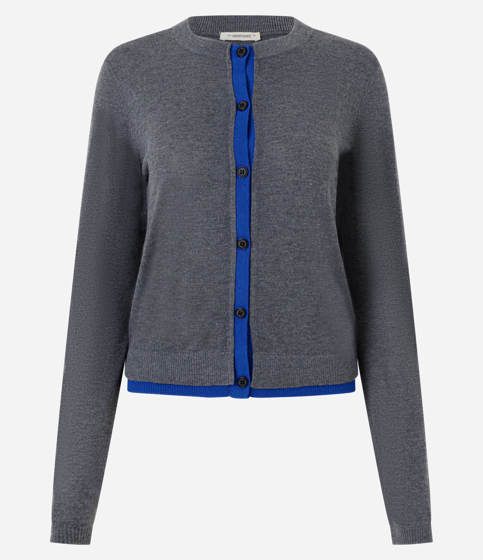Cardigan em Tricô com Viés Contrastantes Cinza 1