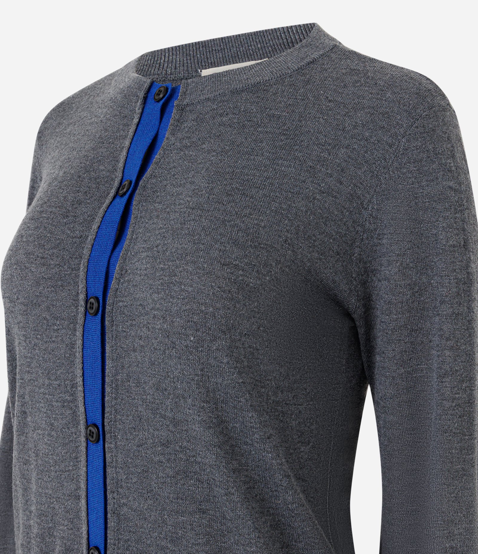 Cardigan em Tricô com Viés Contrastantes Cinza 2