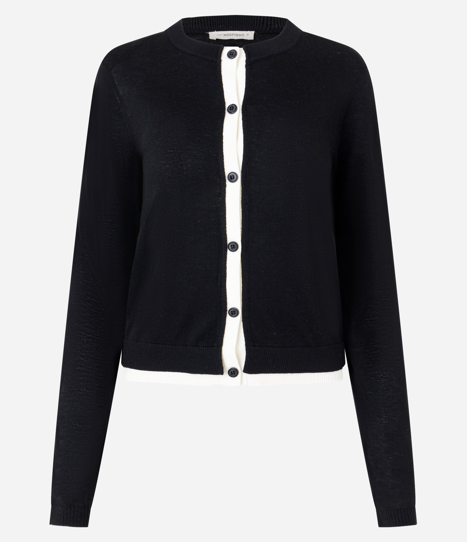 Cardigan em Tricô com Viés Contrastantes Preto 1