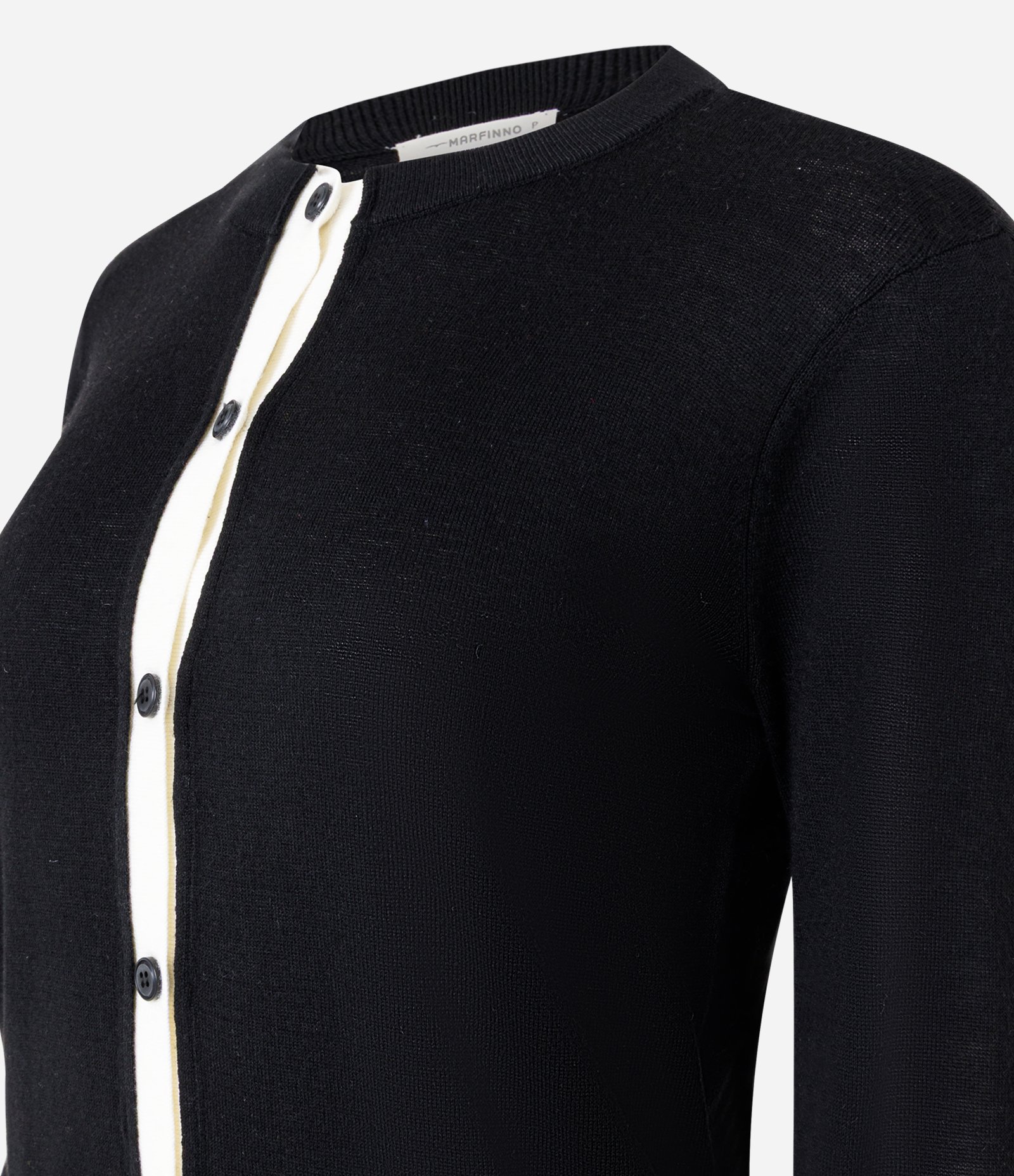 Cardigan em Tricô com Viés Contrastantes Preto 2