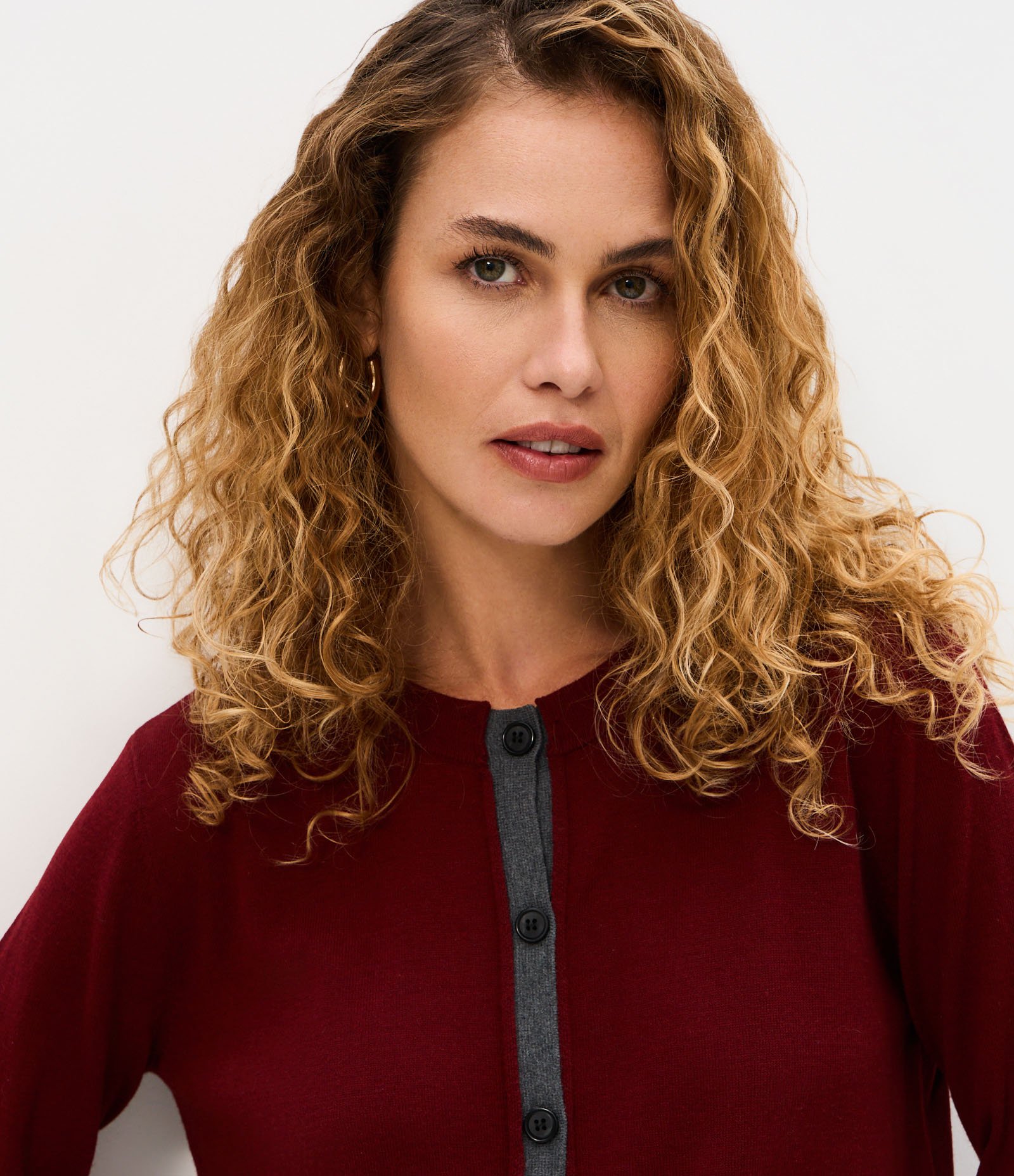 Cardigan em Tricô com Viés Contrastantes Vinho 3