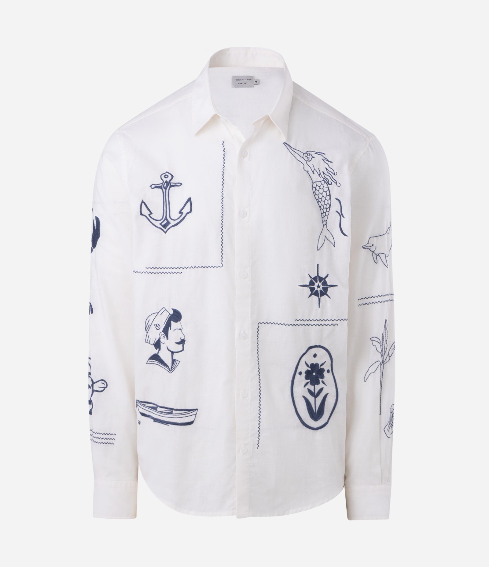 Camisa Manga Longa com Bordados Localizados Branco 5