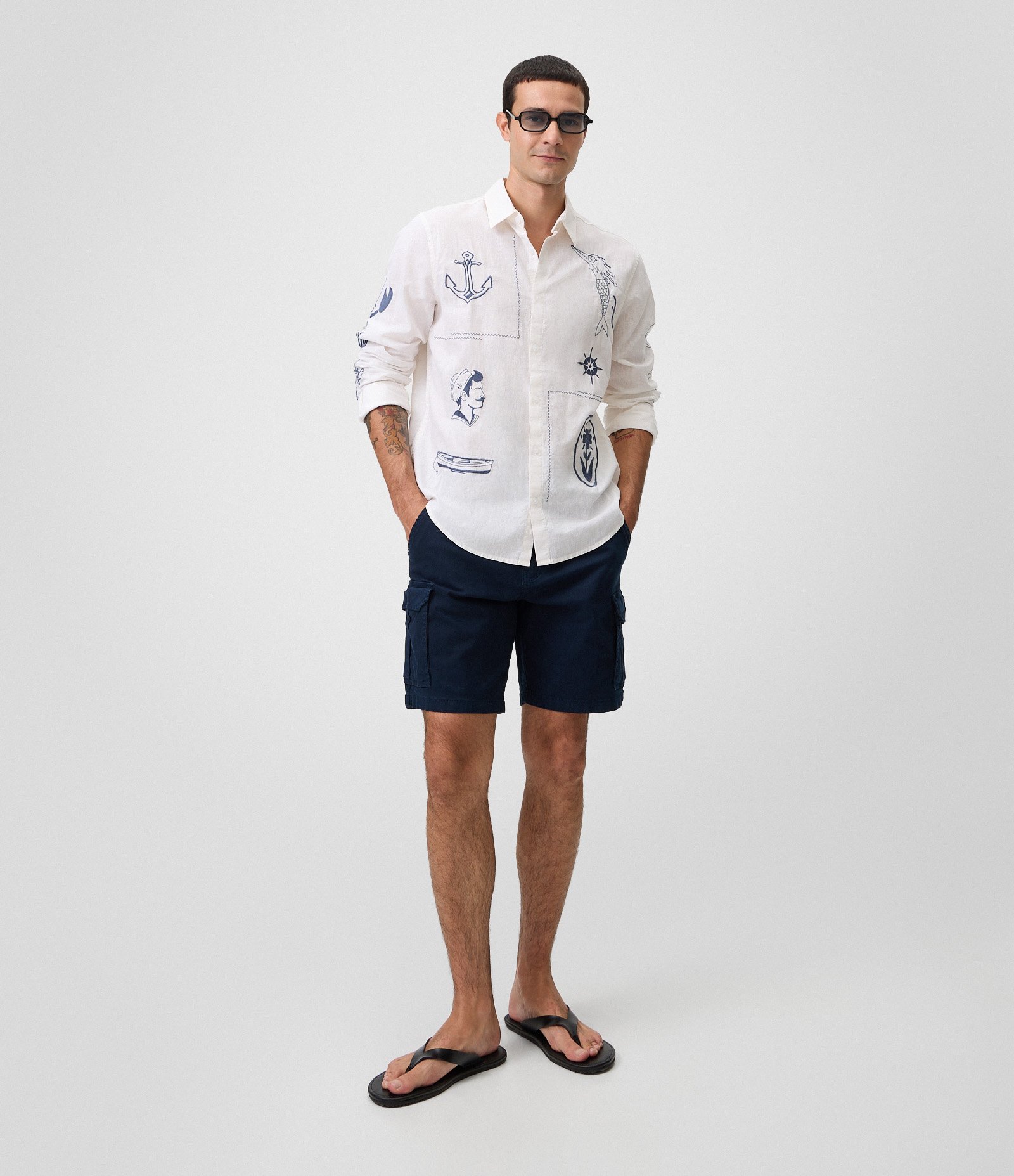 Camisa Manga Longa com Bordados Localizados Branco 2