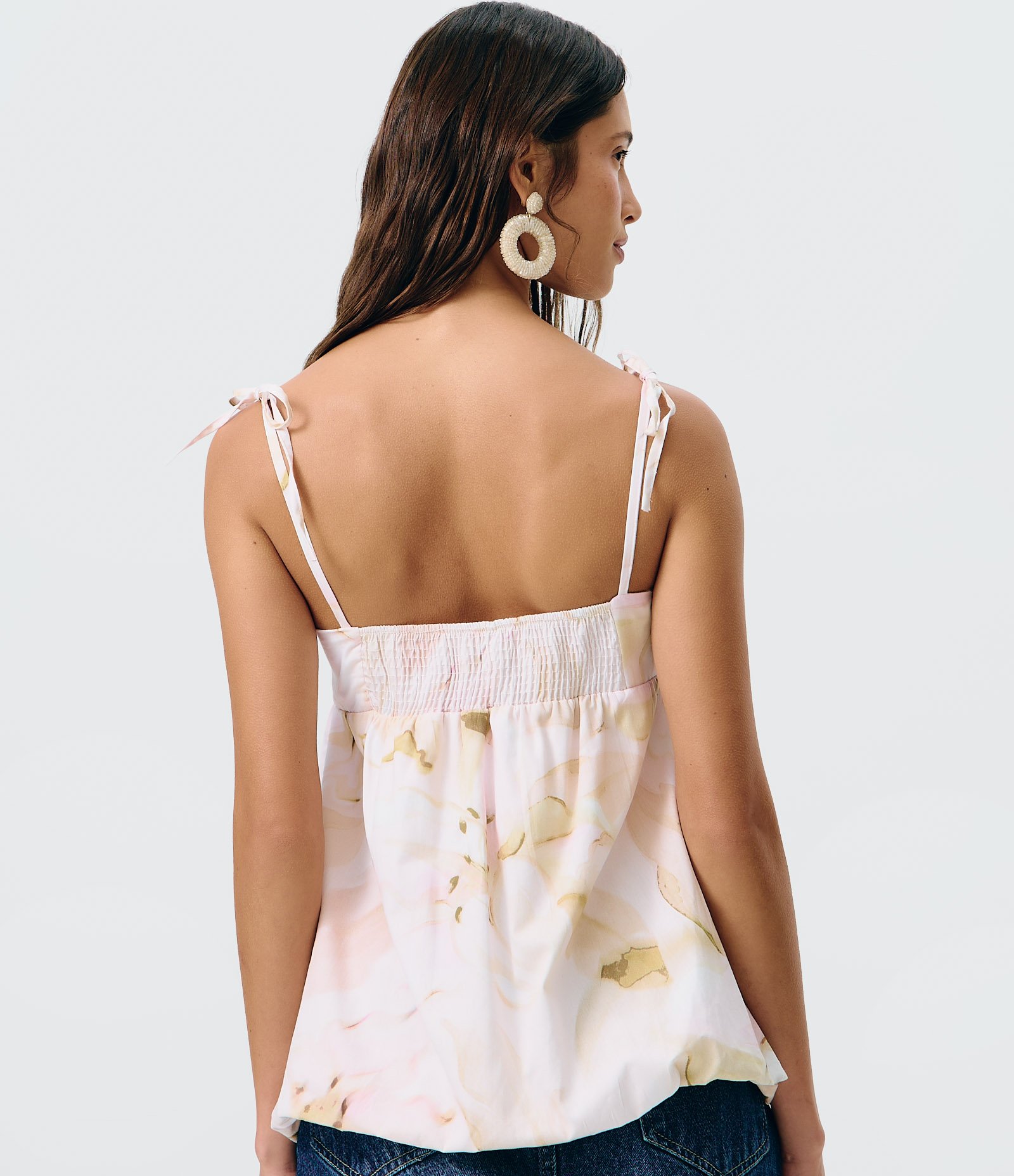 Blusa Balonê em Tricoline com Estampa Floral Branco 4