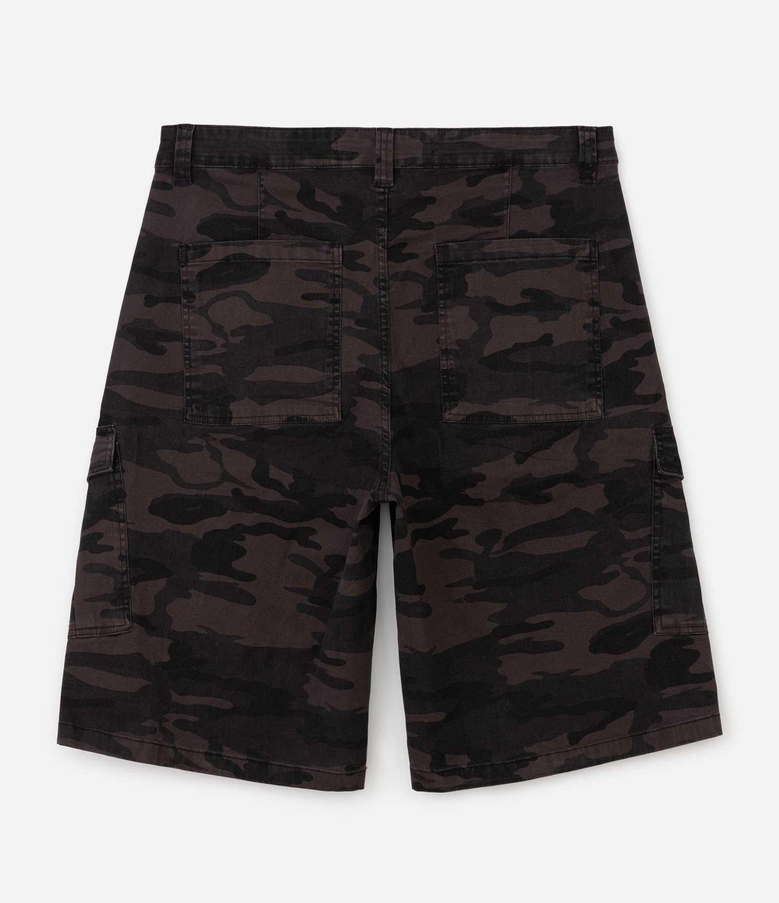 Bermuda Baggy Relaxed em Sarja e Camuflada Cinza 6