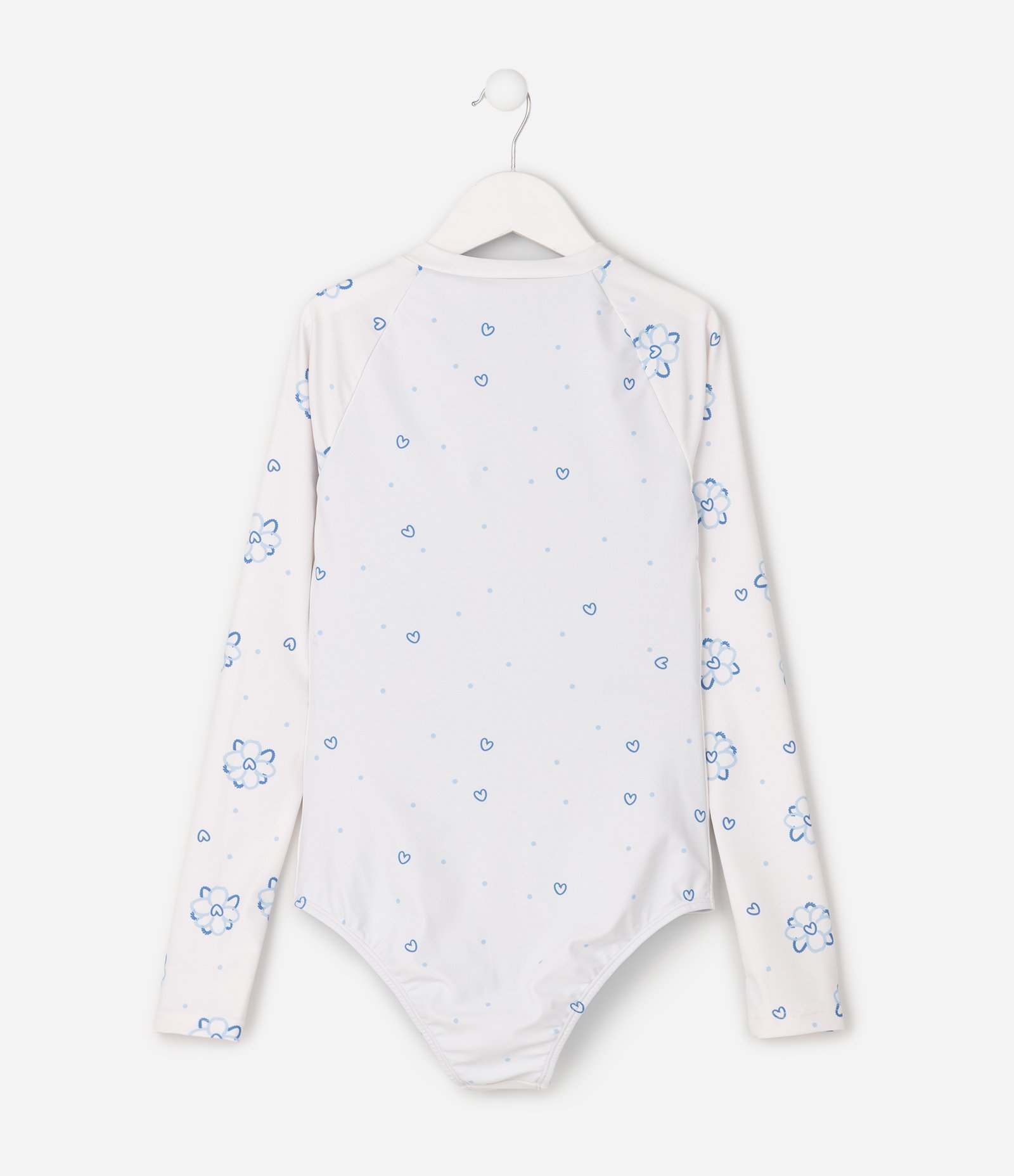 Maiô Infantil com Zíper Frontal Estampado - Tam 5 a 14 Anos Branco 2