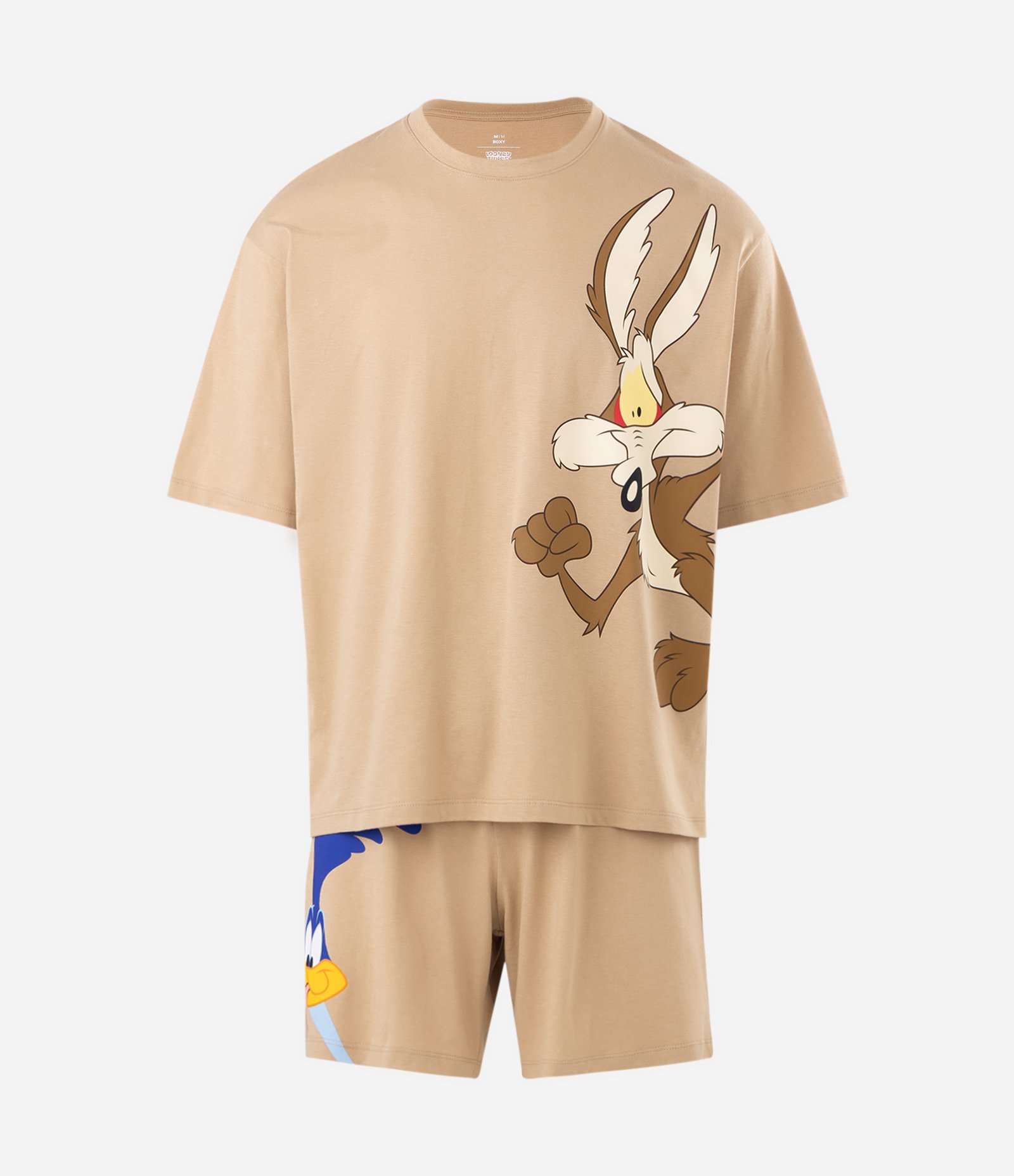 Pijama Curto Coyote Papa Léguas Boxy Bege 5