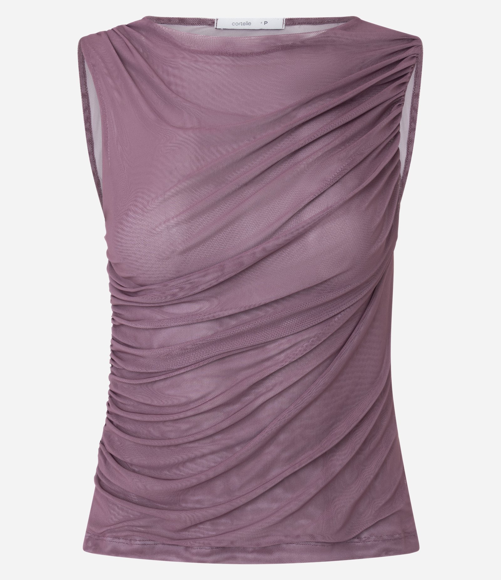 Blusa em Tule com Drapeados Frontais Rosa 6