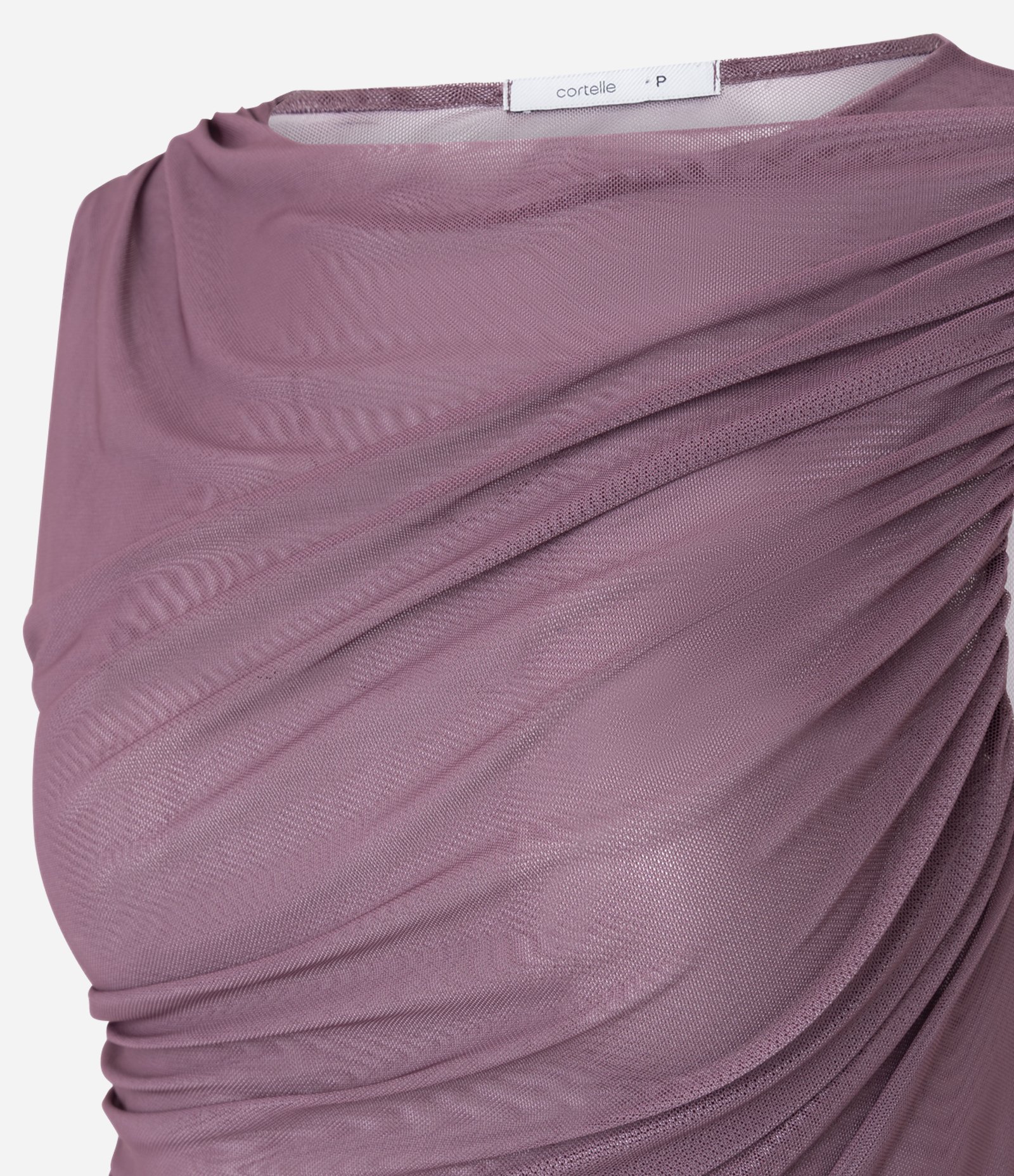 Blusa em Tule com Drapeados Frontais Rosa 7