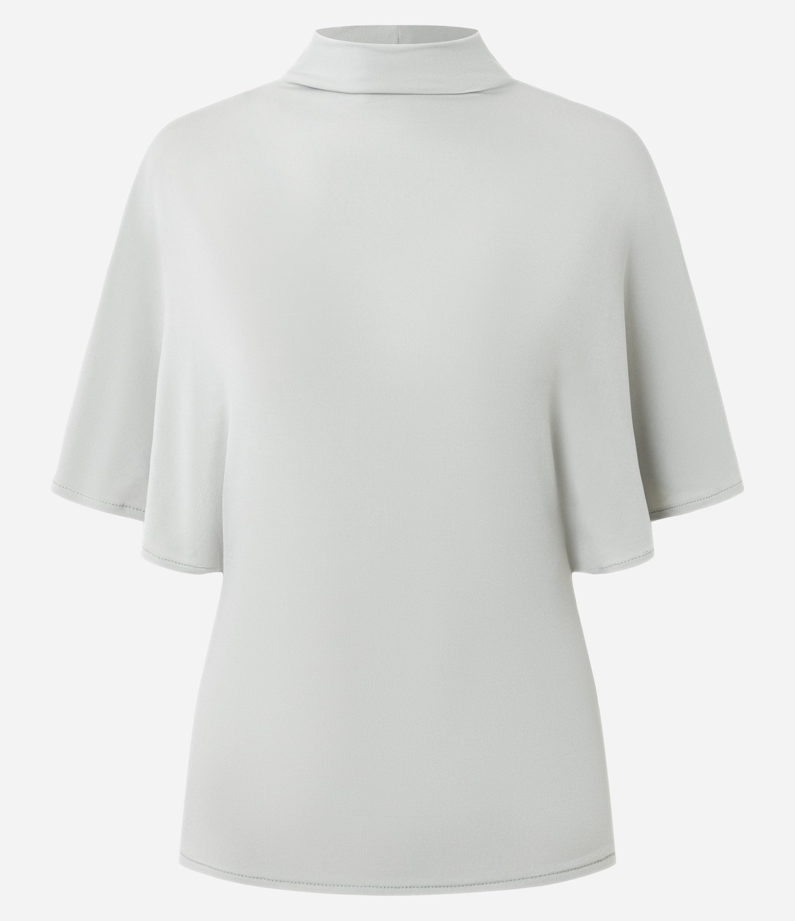 Blusa Ampla com Gola Alta e Mangas Curtas Bege Acinzentado 1