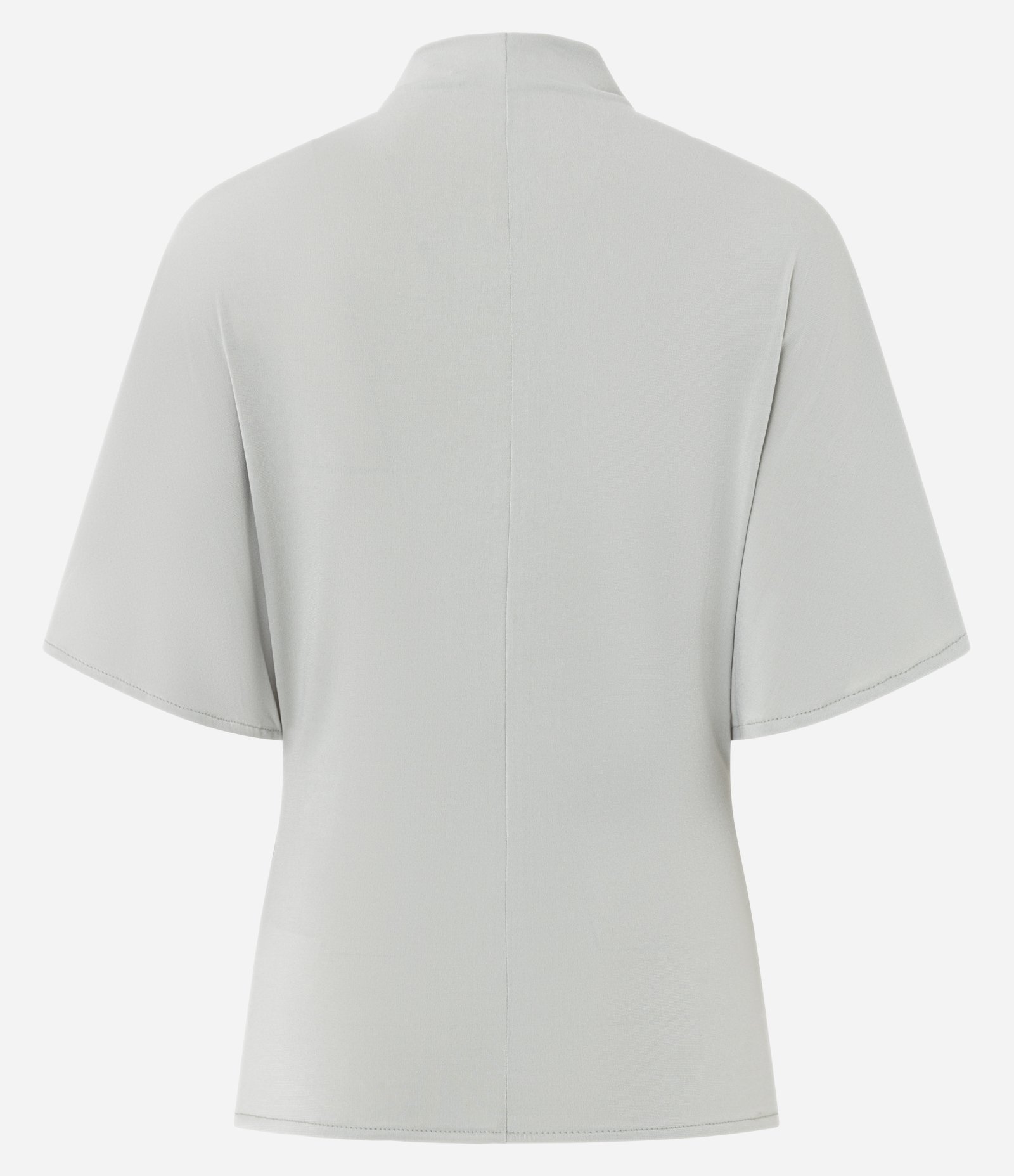 Blusa Ampla com Gola Alta e Mangas Curtas Bege Acinzentado 2