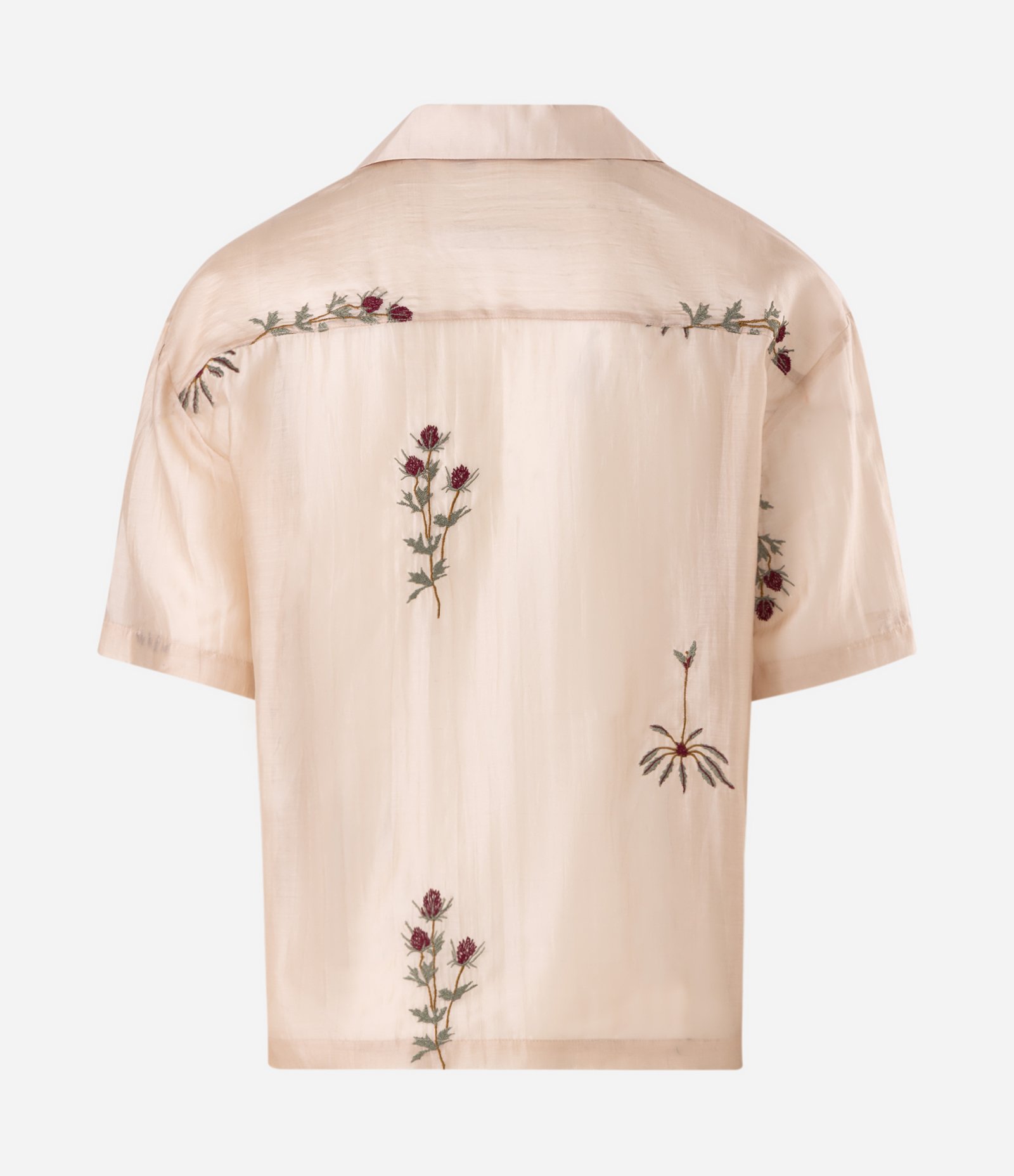 Camisa Boxy em Liocel com Bordado Floral Organza Bege 6
