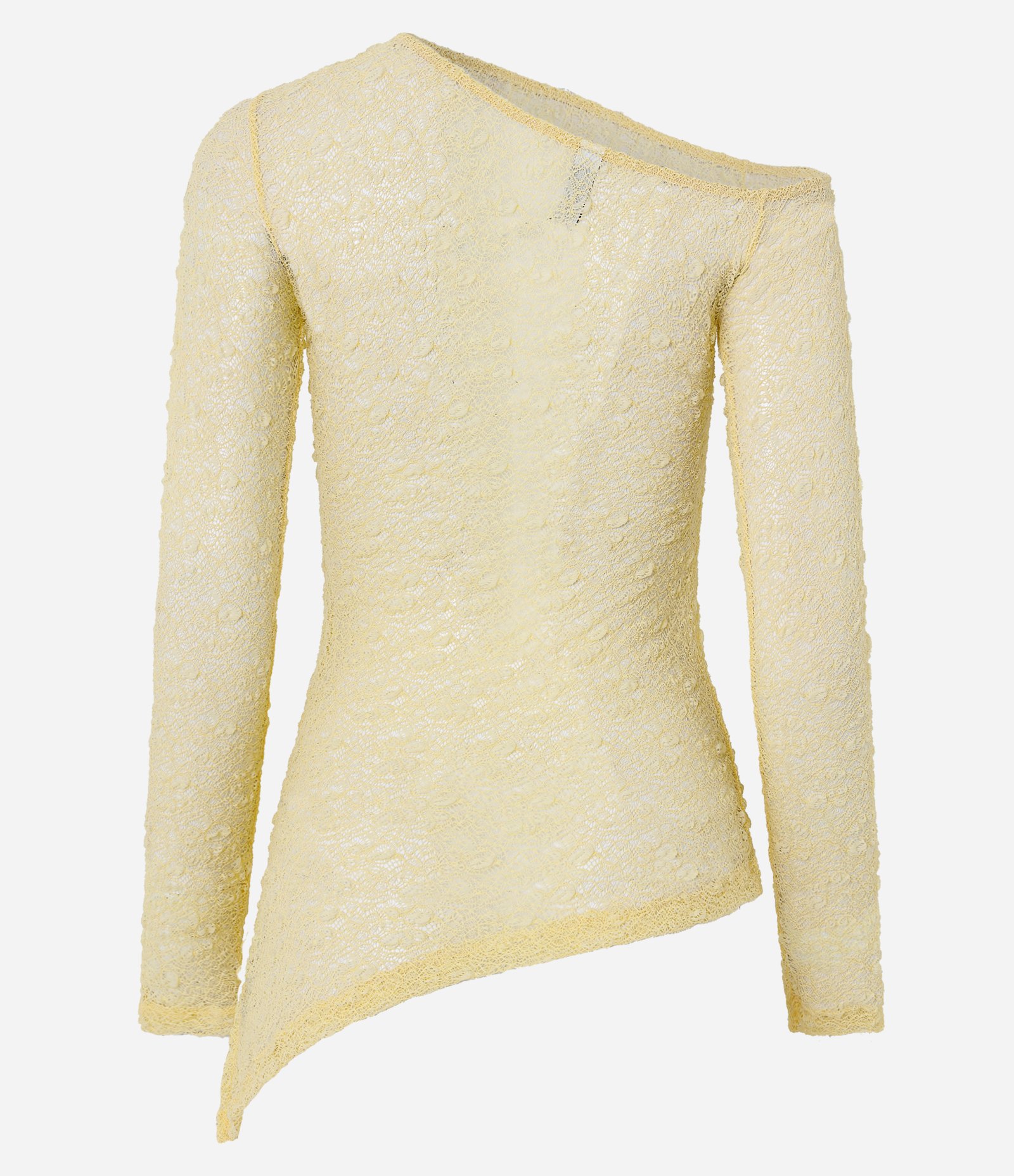 Blusa Ombro Único em Renda Texturizada com Barra com Ponta Amarelo 3
