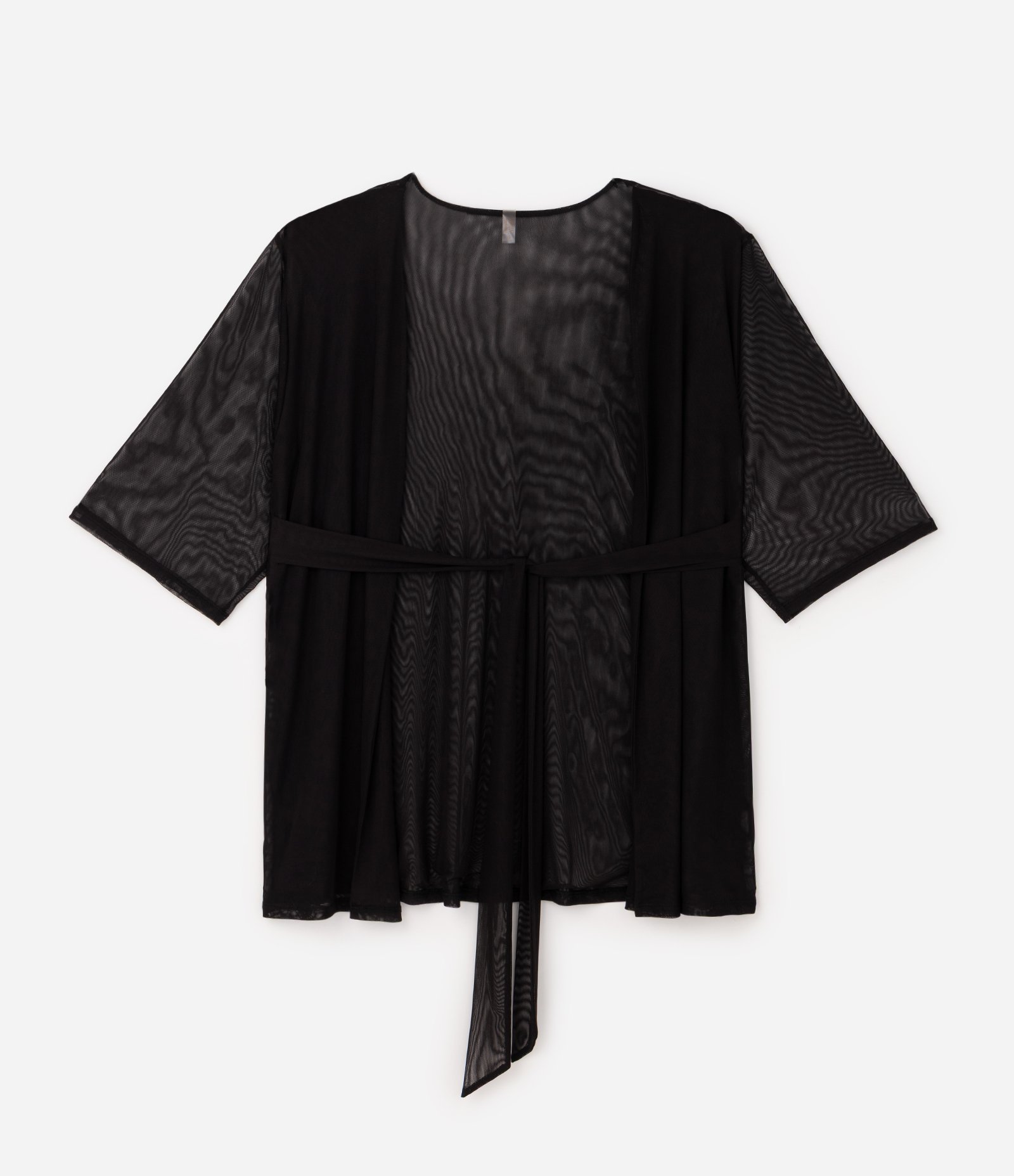 Saída de Praia em Tule com Amarração Frontal Curve & Plus Size Preto 1