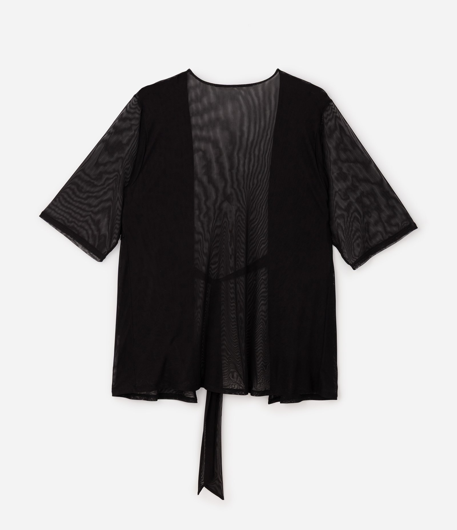 Saída de Praia em Tule com Amarração Frontal Curve & Plus Size Preto 2