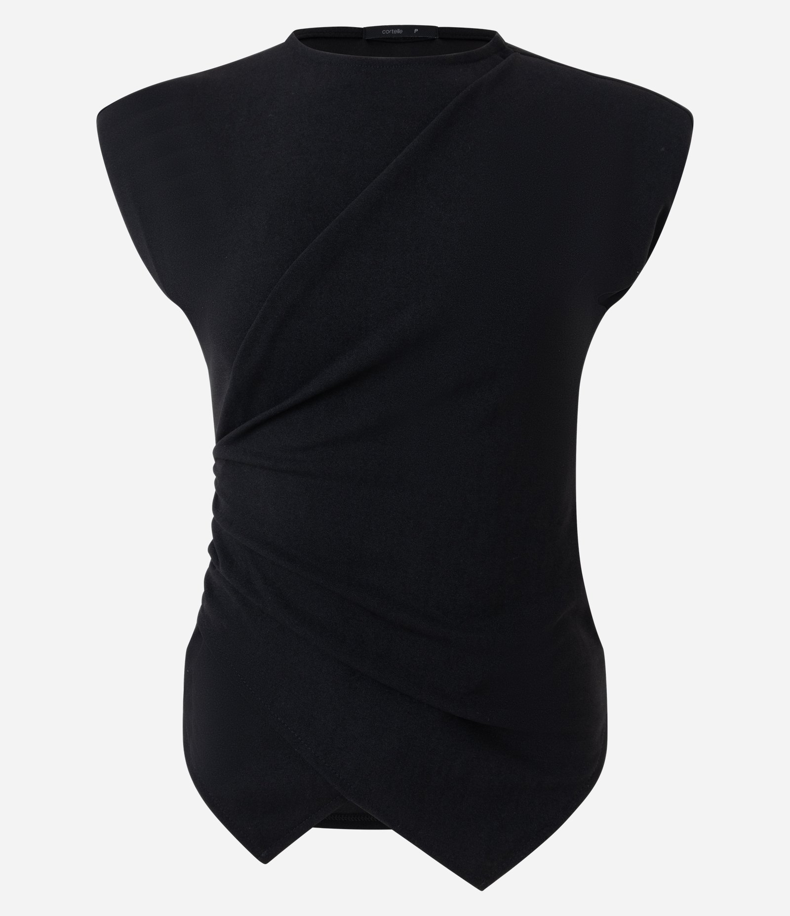 Blusa com Recorte Transpassado e Ombreiras Preto 1