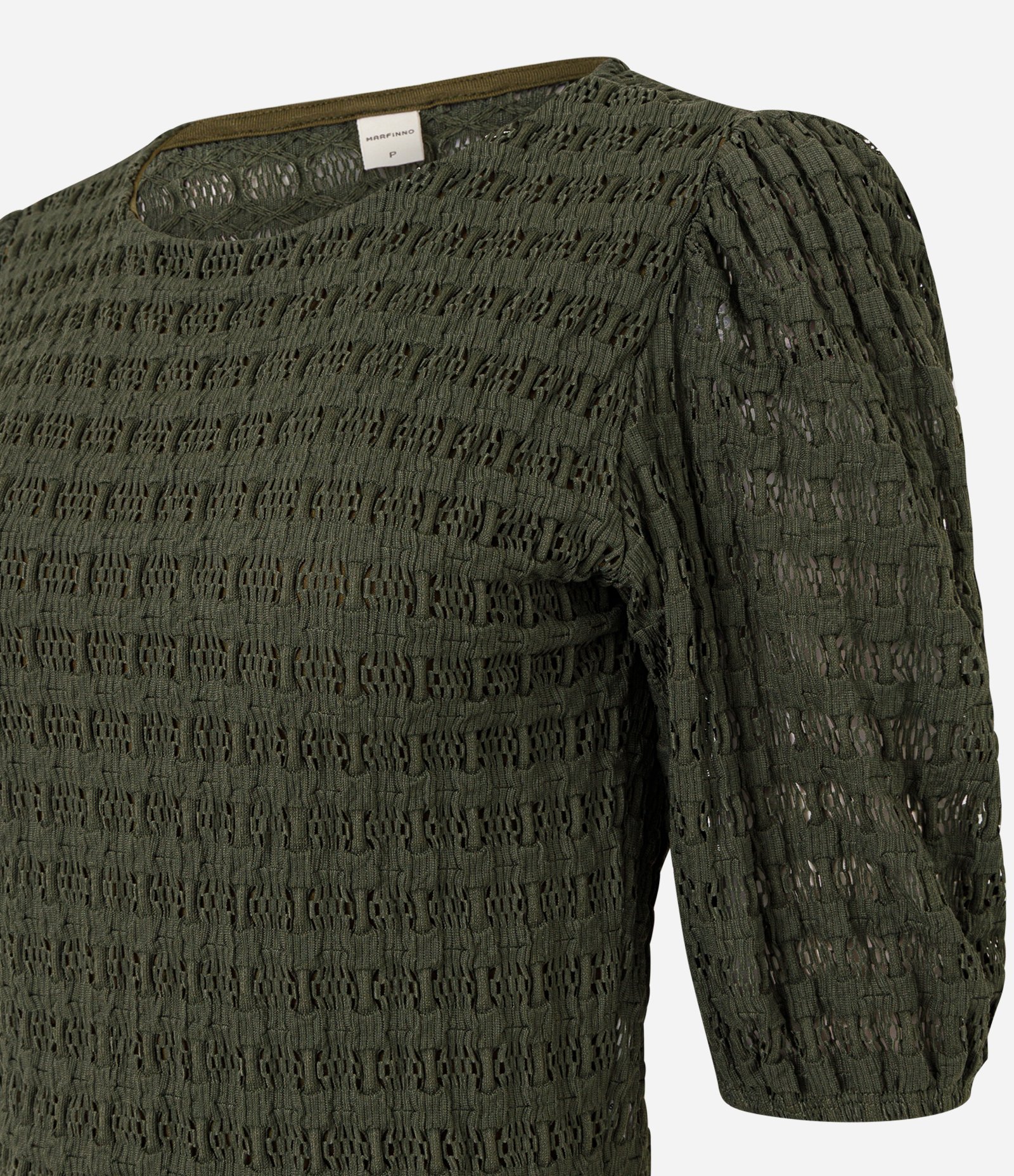 Blusa Texturizada com Manga Bufante e Babado na Barra Verde 6