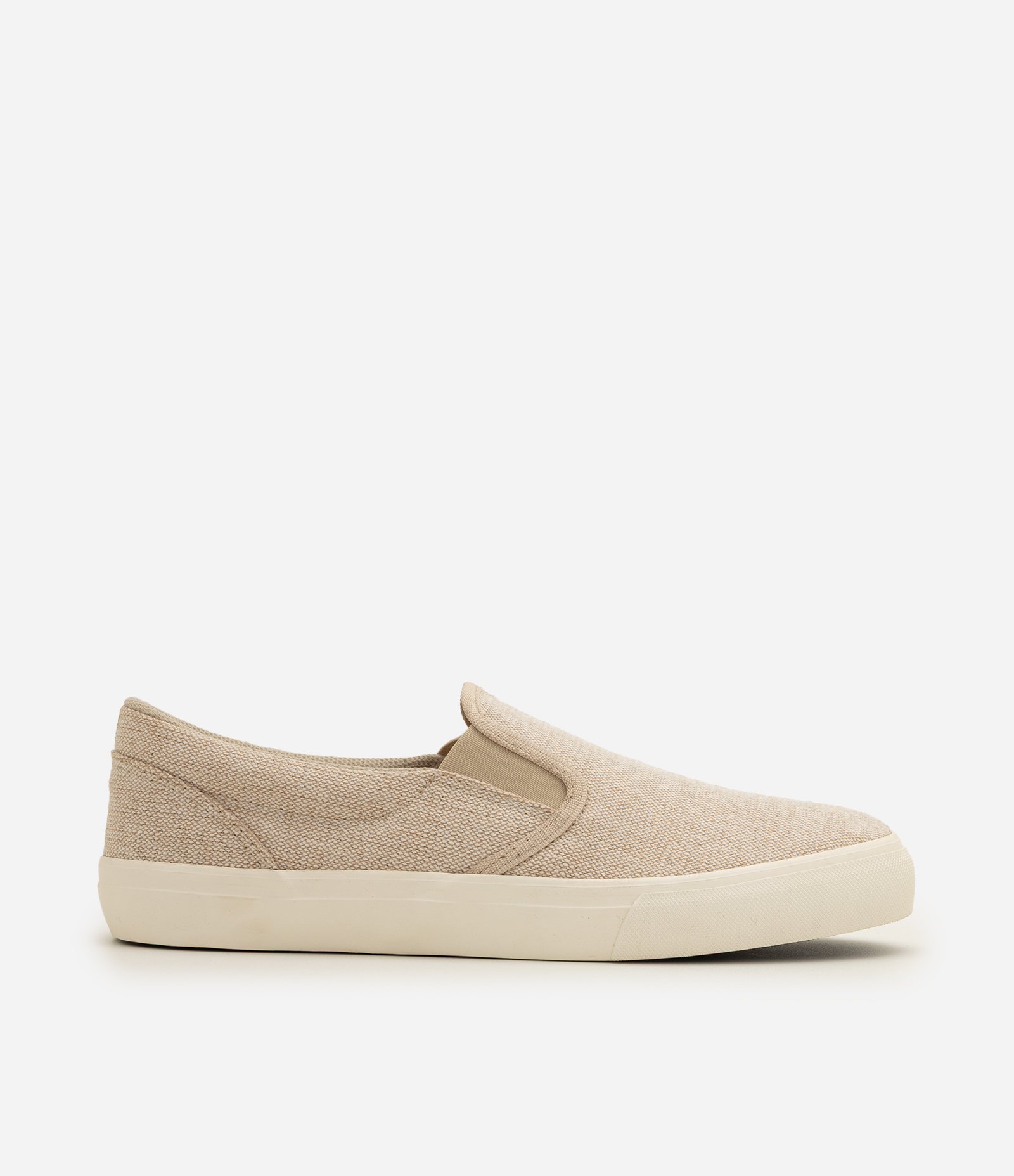 Tênis Slip On em Lona e Sola Vulcanizada Bege 1
