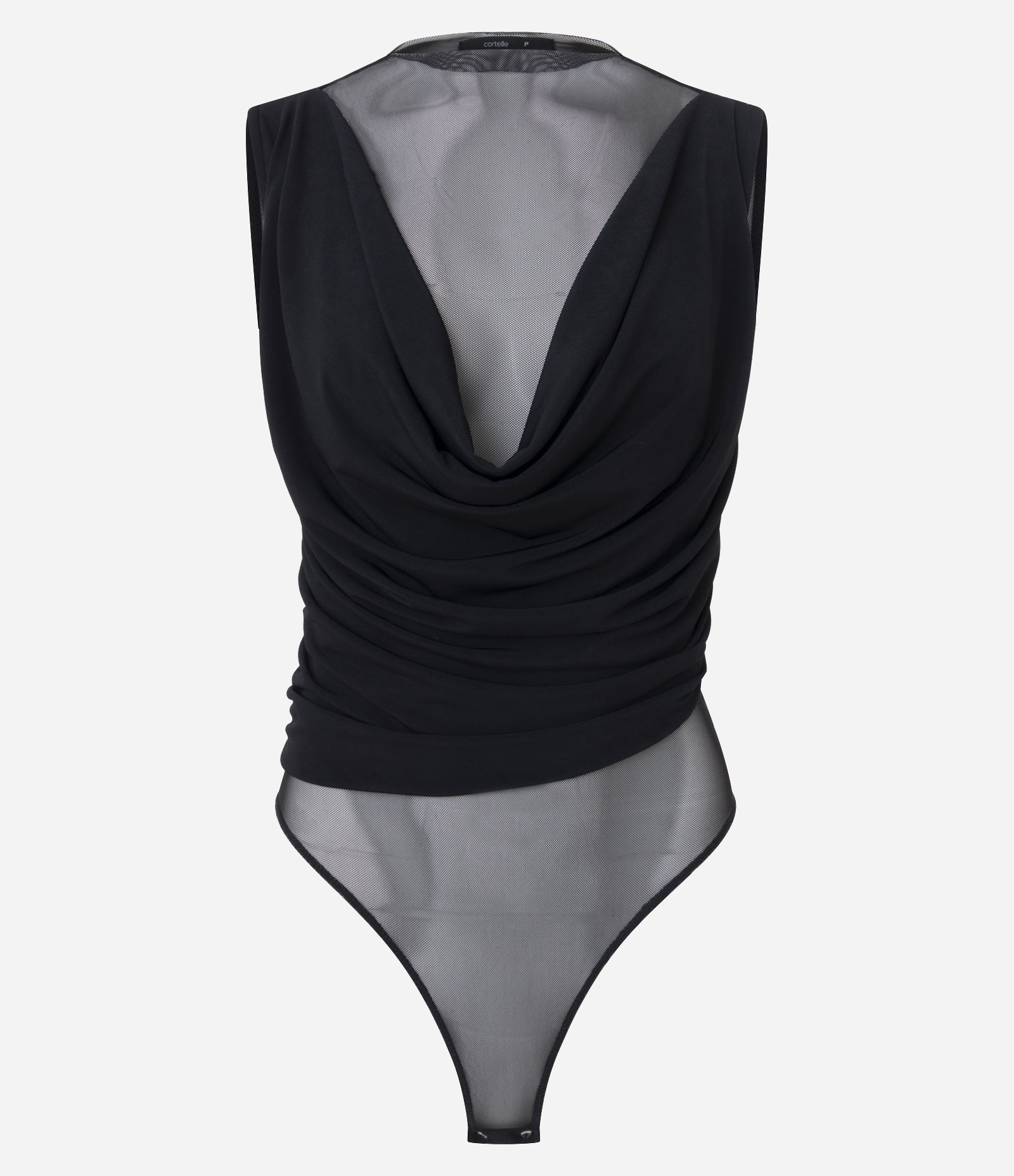 Body em Tule com Sobreposição Drapeada Preto 1
