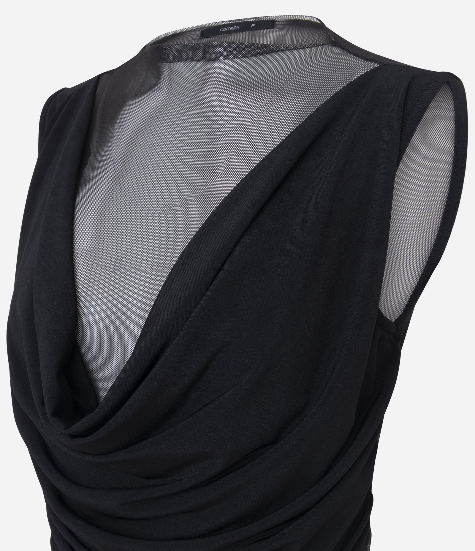 Body em Tule com Sobreposição Drapeada Preto 2