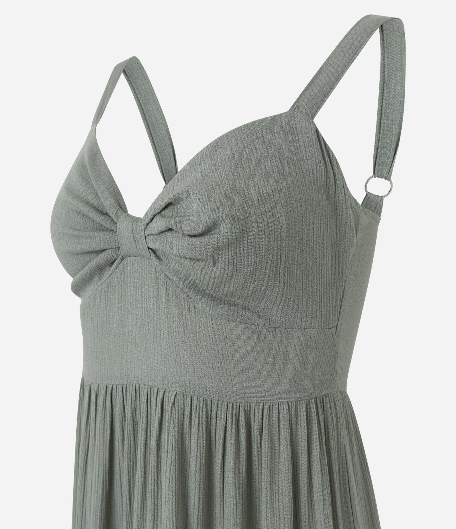 Vestido Longo em Viscose Texturizada com Detalhe Torcido no Busto Verde 2