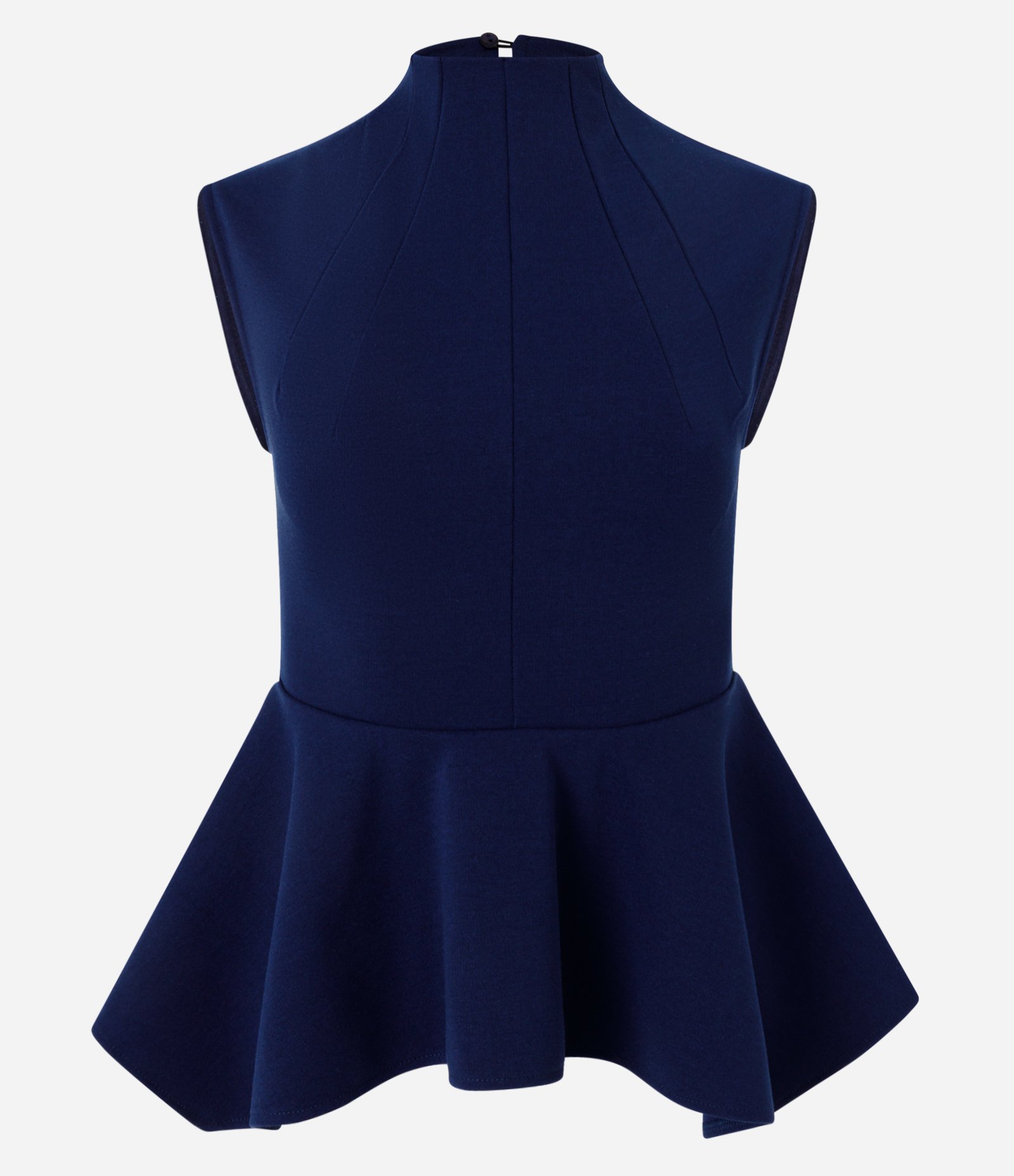 Blusa com Gola Alta e Barra Peplum Assimétrica Azul 6