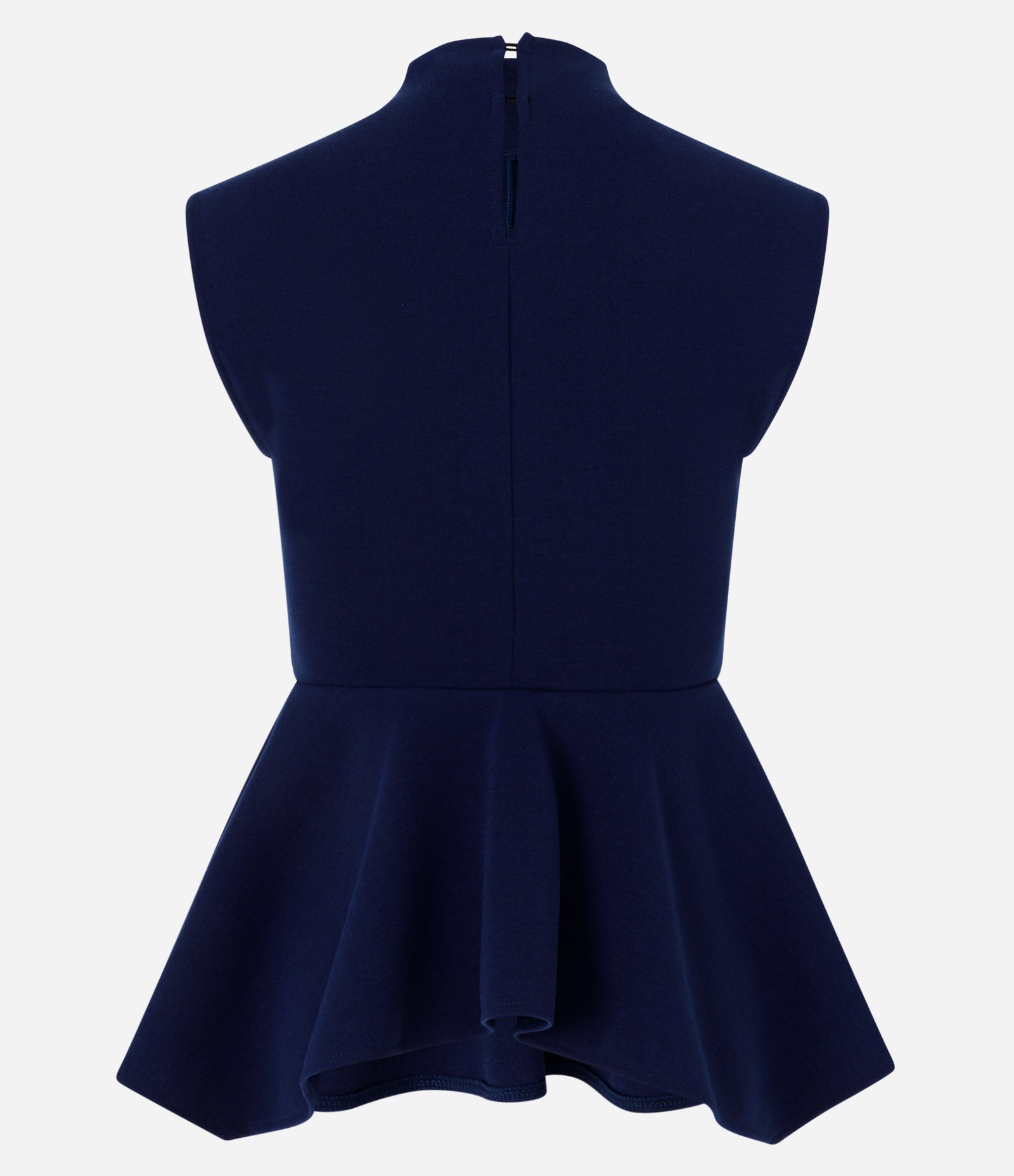 Blusa com Gola Alta e Barra Peplum Assimétrica Azul 7