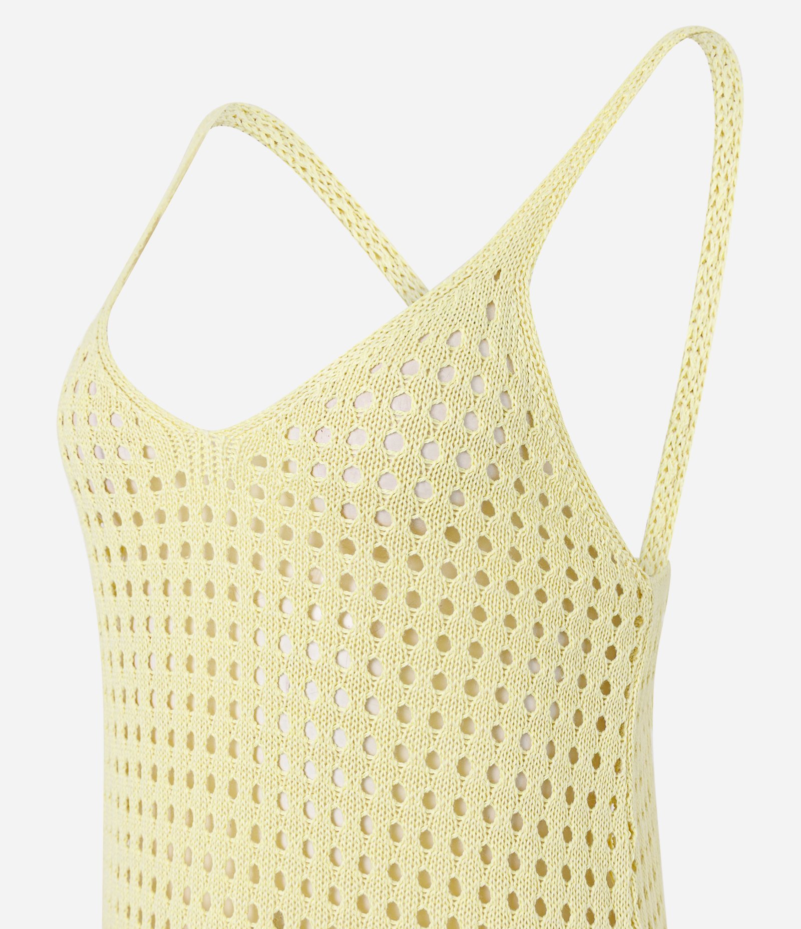 Saída de Praia Vestido em Tricô com Barra Assimétrica Amarelo 6