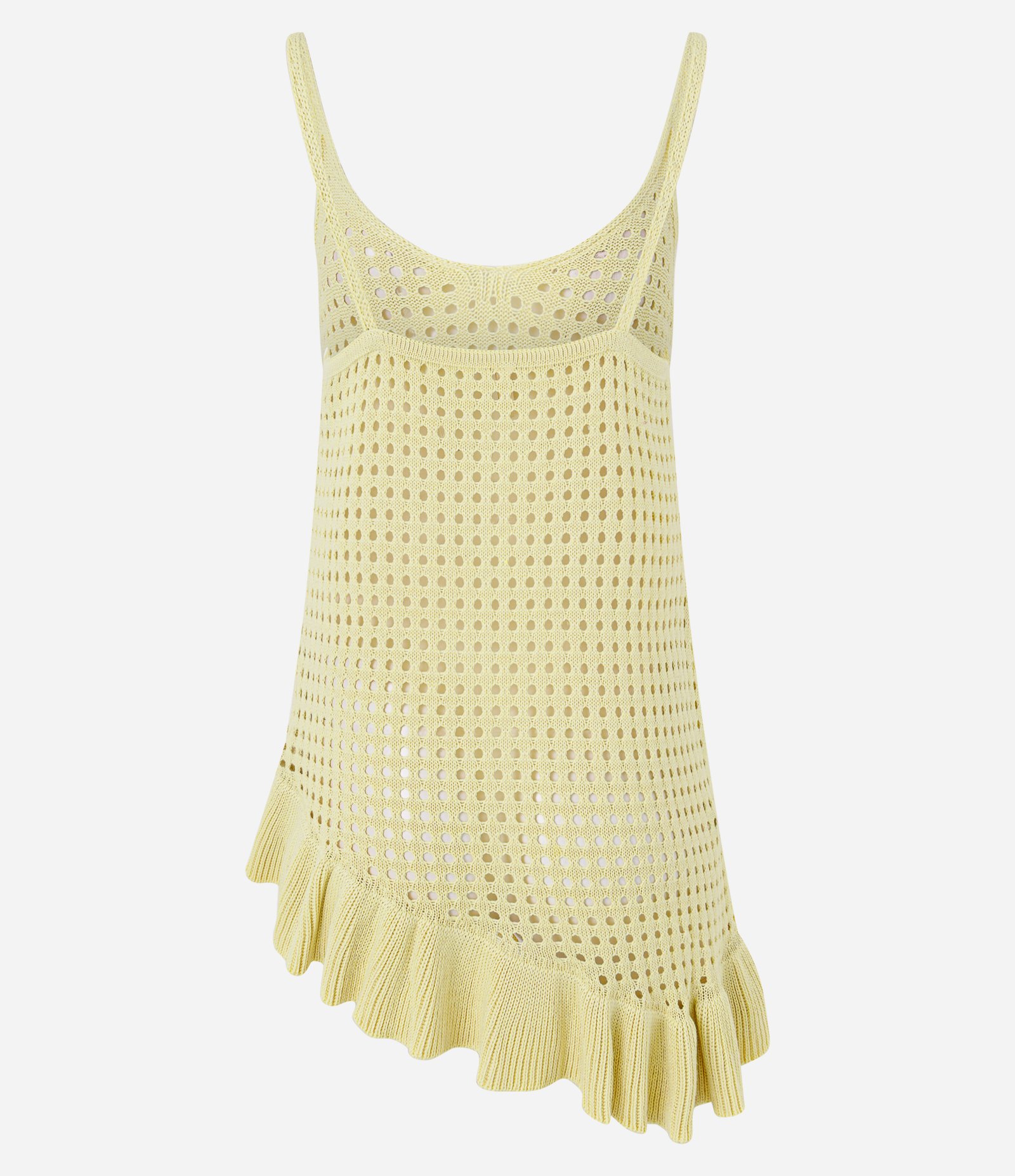Saída de Praia Vestido em Tricô com Barra Assimétrica Amarelo 7