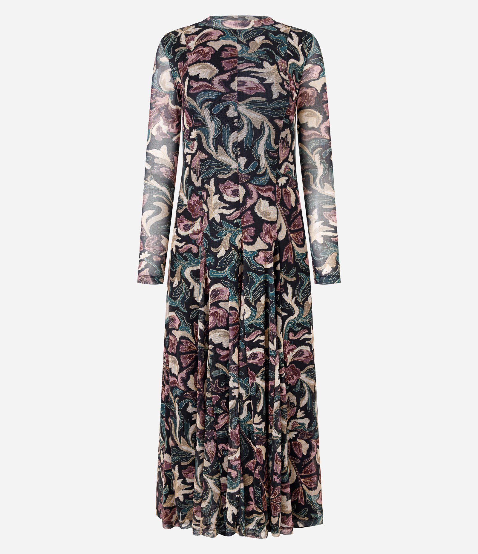 Vestido Longo em Tule com Estampa Floral Preto 1
