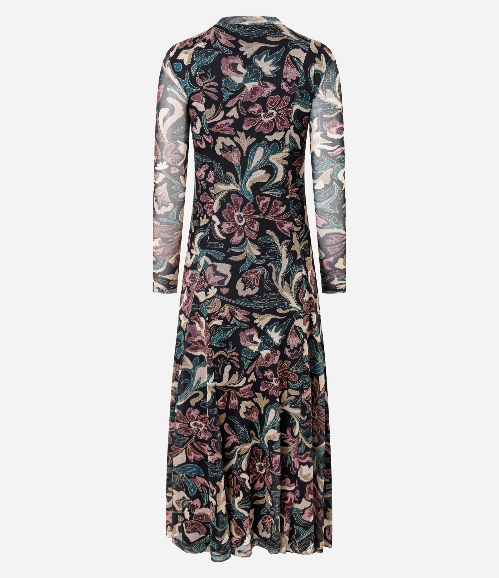 Vestido Longo em Tule com Estampa Floral Preto 3