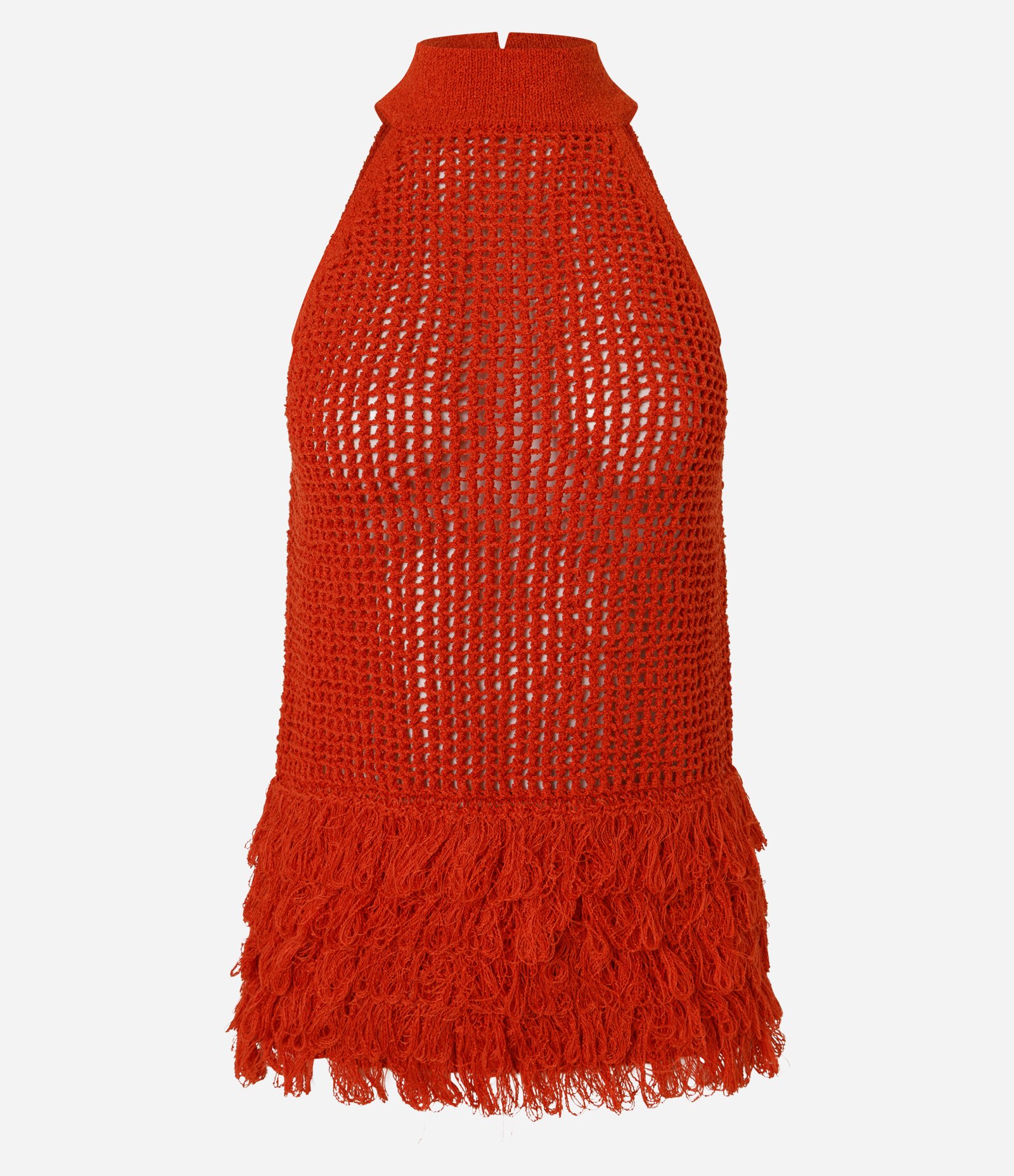 Blusa Halter em Tricô com Franjas Vermelho 5